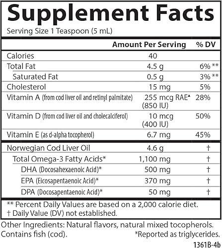 Miniatura 45 de Carlson - Aceite de hígado de bacalao para niños, 550 mg de Omega-3, Vitaminas A y D3, Noruego Salvaje, Goma de mascar, 8.5 fl oz