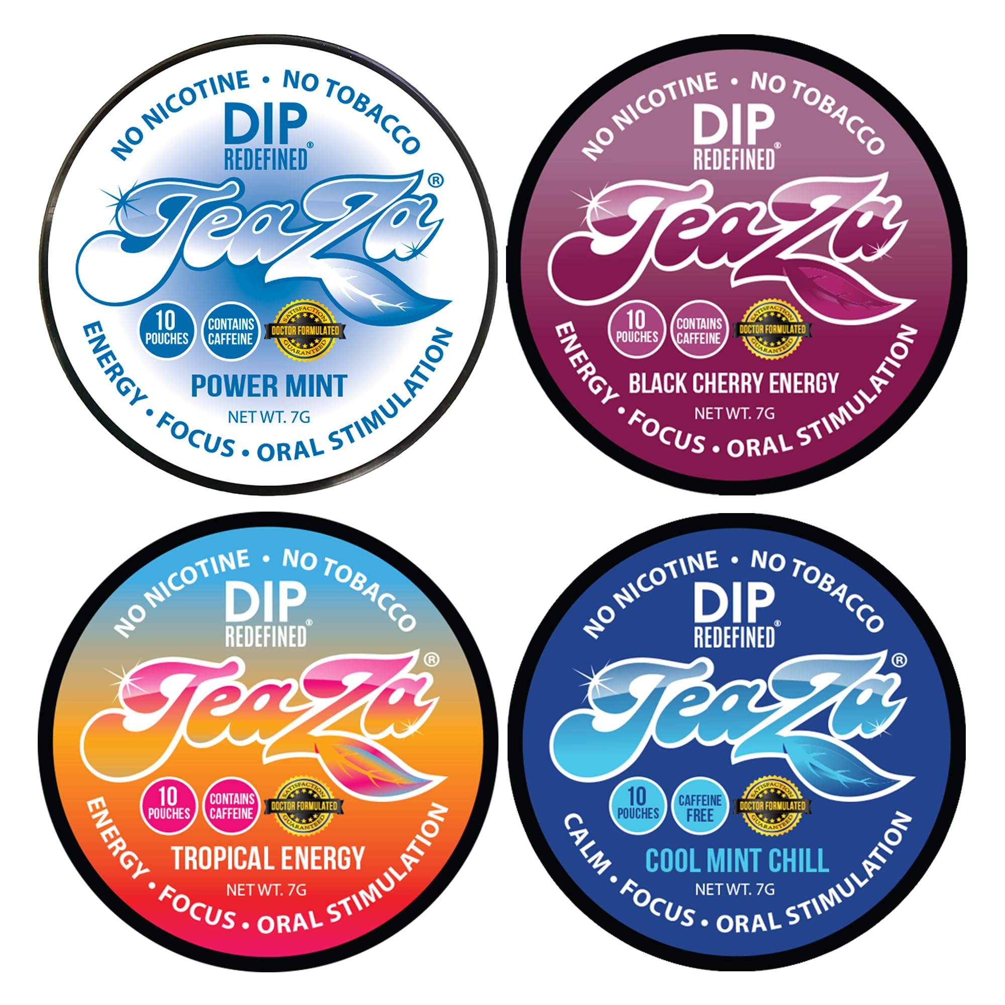 Herbal Energy Bags Mixed Peppermint Tropical Cool Mint Chill-Banging Black Cherry (Pack of 4)