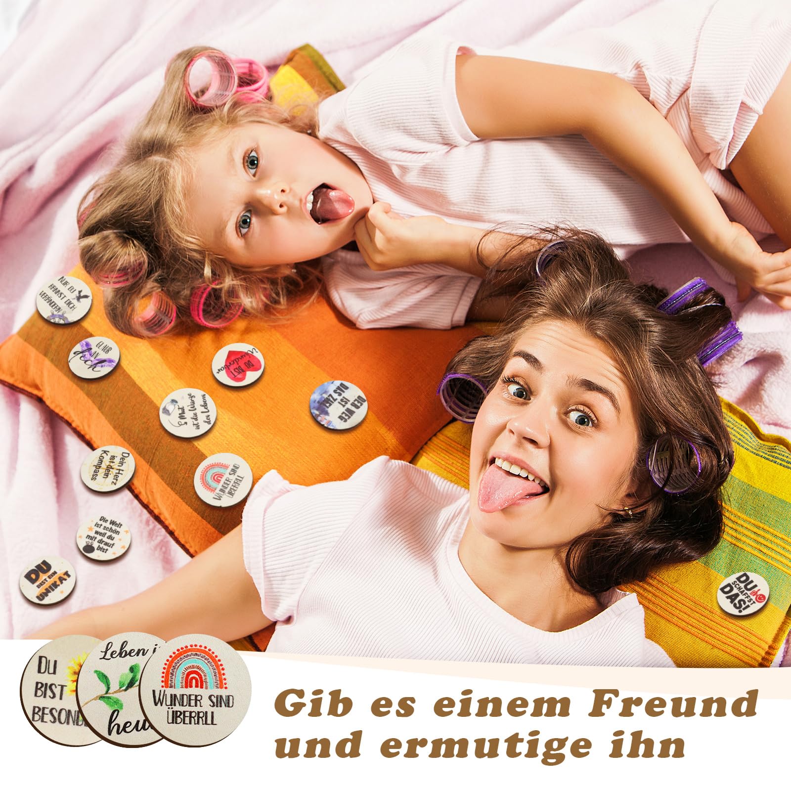 24-teilige Adventskalender-Füllung - Holzscheiben Mit Motiven & Sprüchen