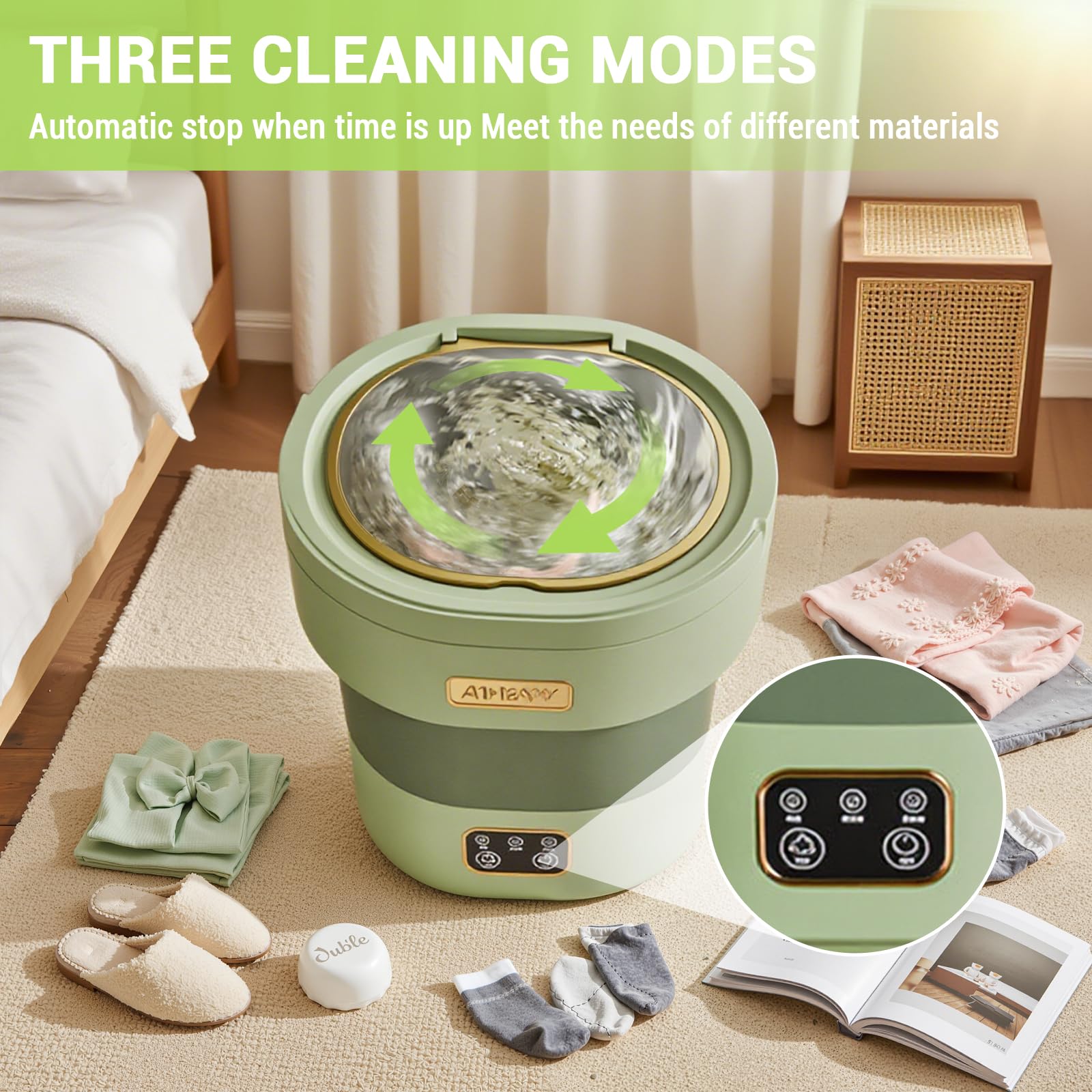 GarveeLife Mini Waschmaschine 12L – Faltbar, tragbar, mit Schleuder – Extrem leise, energiesparend – Kompakt für Unterwäsche, Babykleidung, kleine Wäsche – Für Zuhause, Apartment, Wohnheim, Reisen –