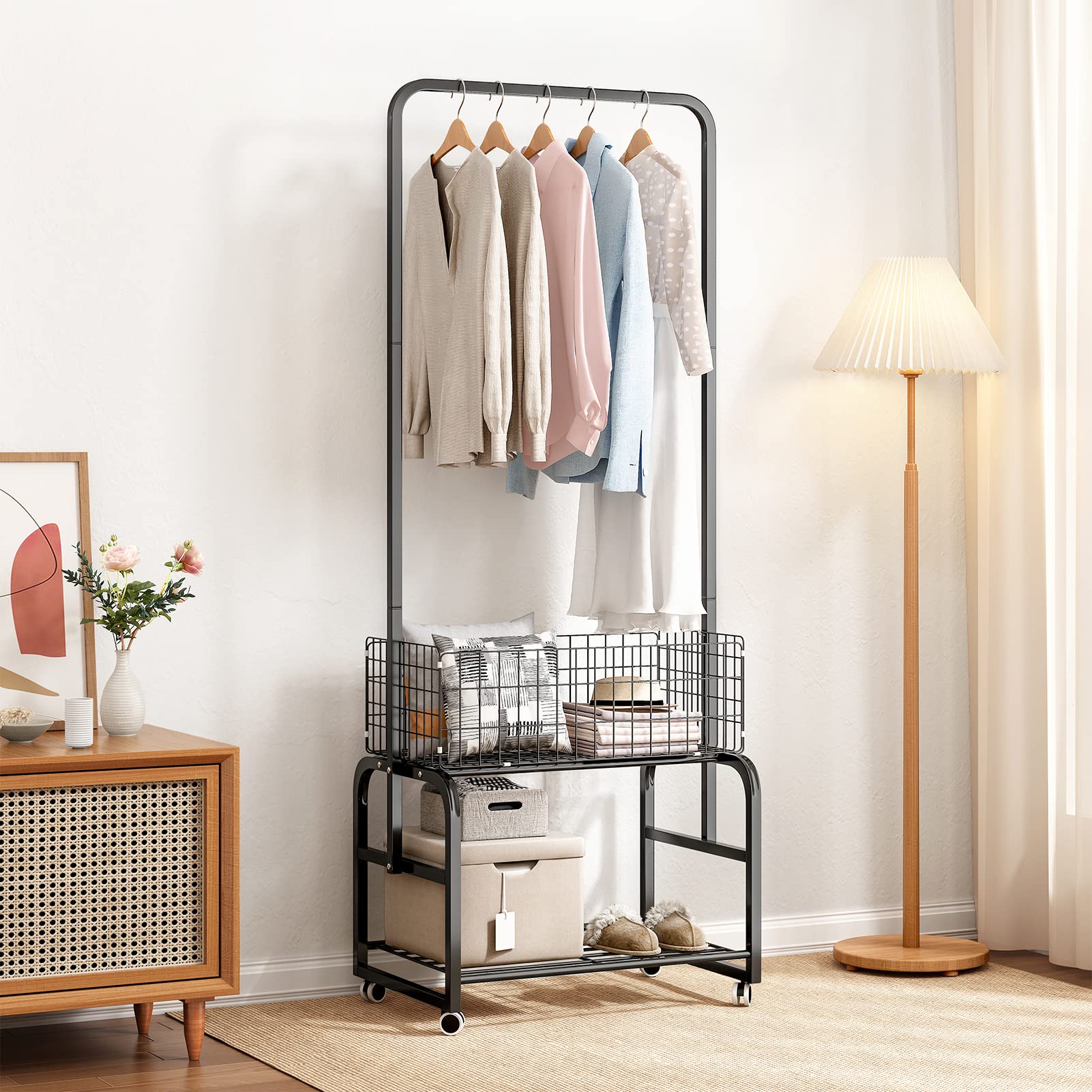 Buy MATICO Heavy Duty Rolling Laundry Rack with Storage Shelves and