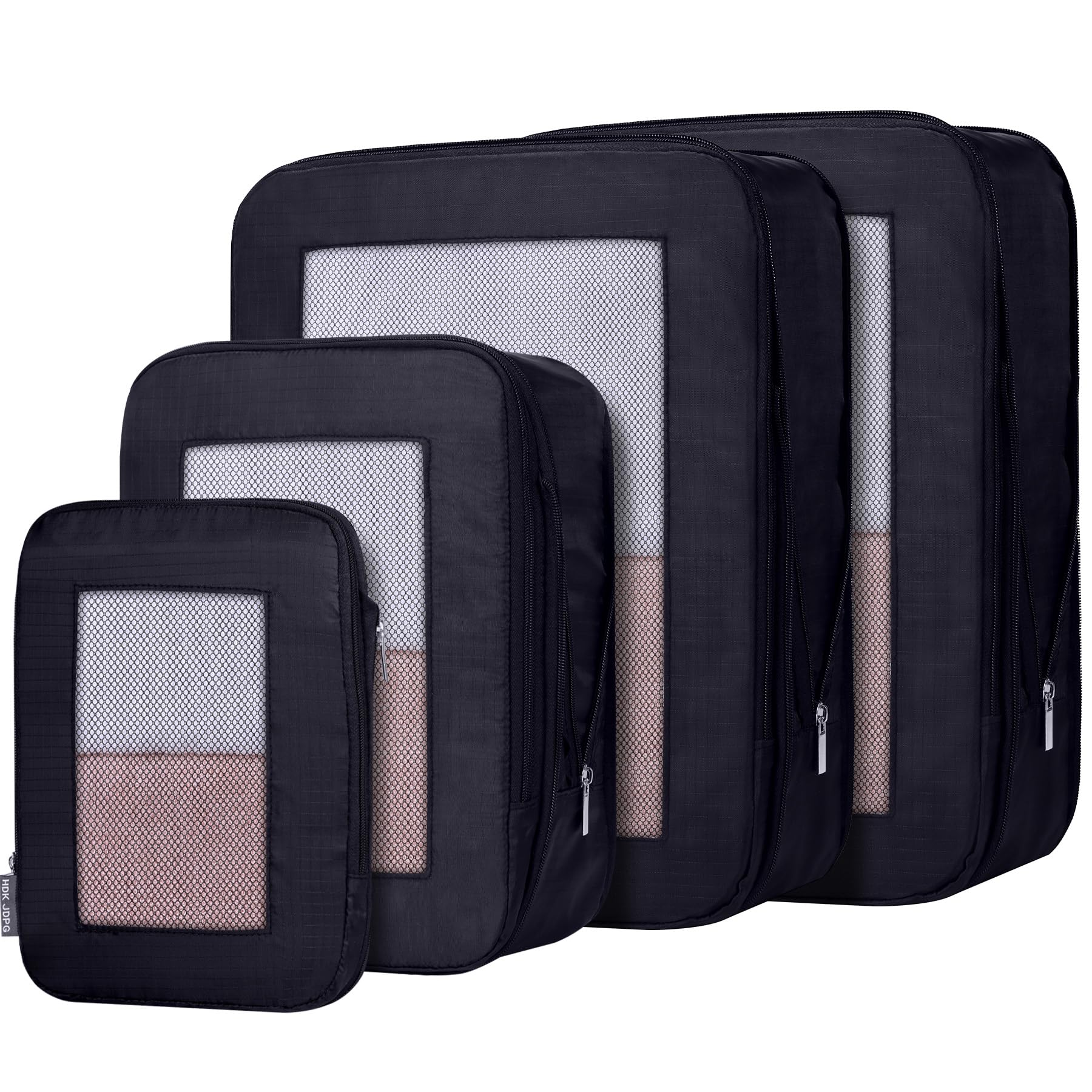 HDKJDPG Ultralight Compression Packing Cubes Travel for Suitcases ，Compressible Mesh Packing Cubes for Travel Women Packing Organizers 4 Set