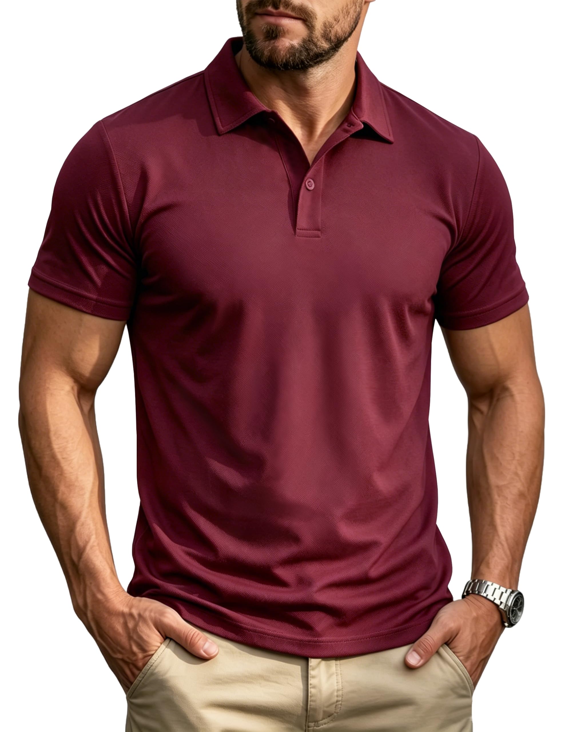 MAGCOMSEN Poloshirt Herren Kurzarm Golf Polo Shirt Schnelltrocknend Polohemd Atmungsaktiv Sport Funktionsshirt Outdoor