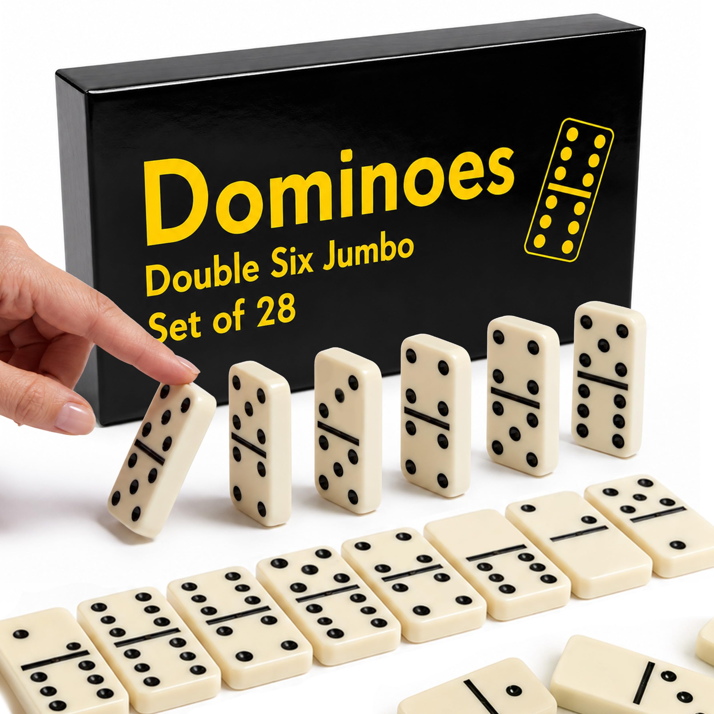 SHUIYUE Jeu De Dominos Double Six – 28 Pièces En Plastique Résistant, Boîte En Bambou – Voyage, Famille, Divertissement Cérébral