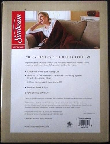 Miniatura 2 de Sunbeam Microplush - Manta de calefacción eléctrica con calefacción, color rojo arándano