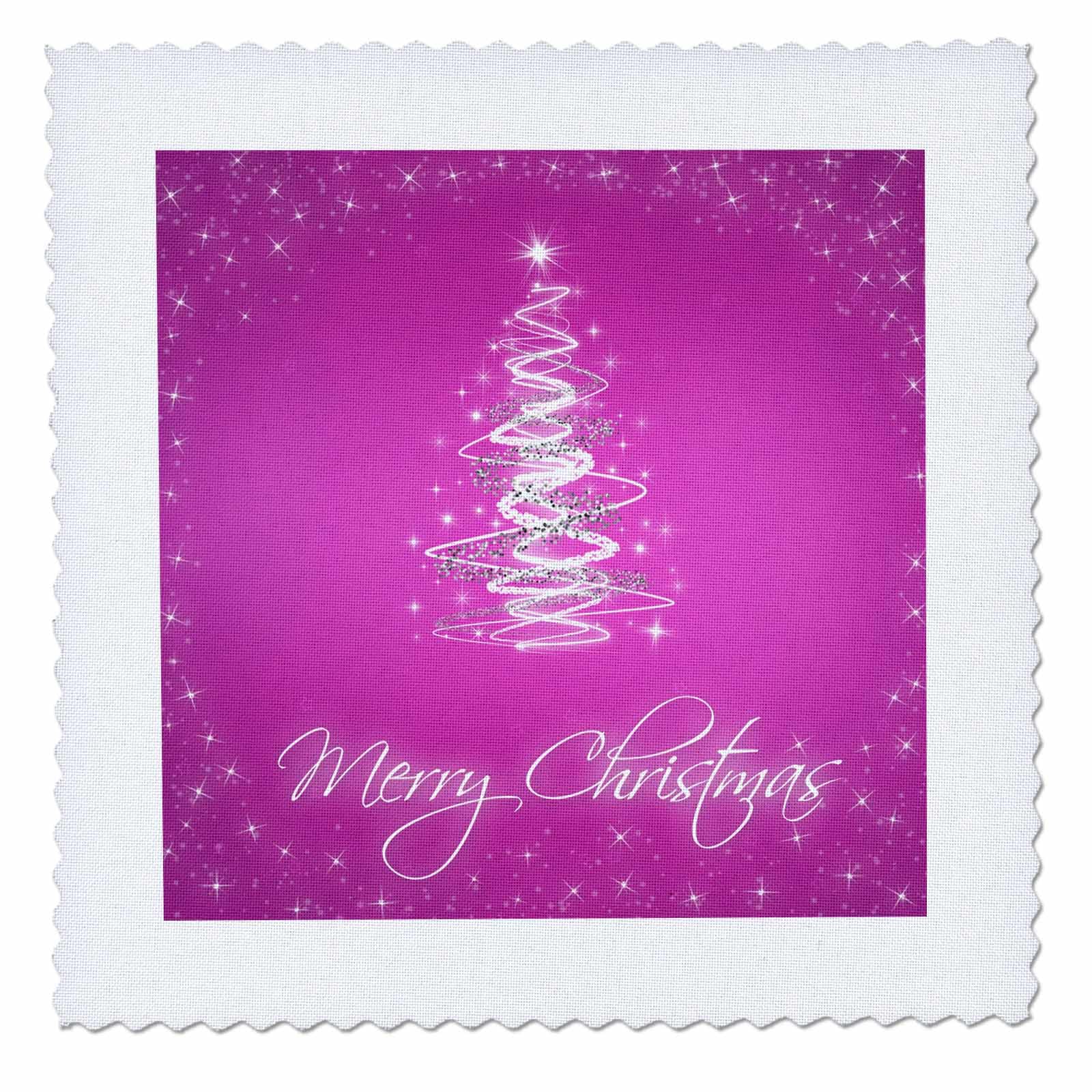 25x25 inch Quilt Square - Merry Christmas Cards with Tree Pink Rewards4life Gifts