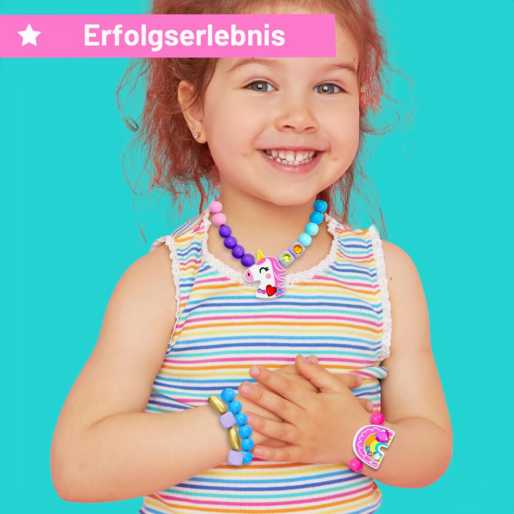 KRAFUN Einhorn-Armband-Bastelset für Kinder im Alter von 5–12 Jahren, 14 DIY-Kunst- und Bastelprojekte mit Freundschaftsarmbändern, Charms, Perlen, Edelstein-Aufklebern, Anleitung, pädagogisches