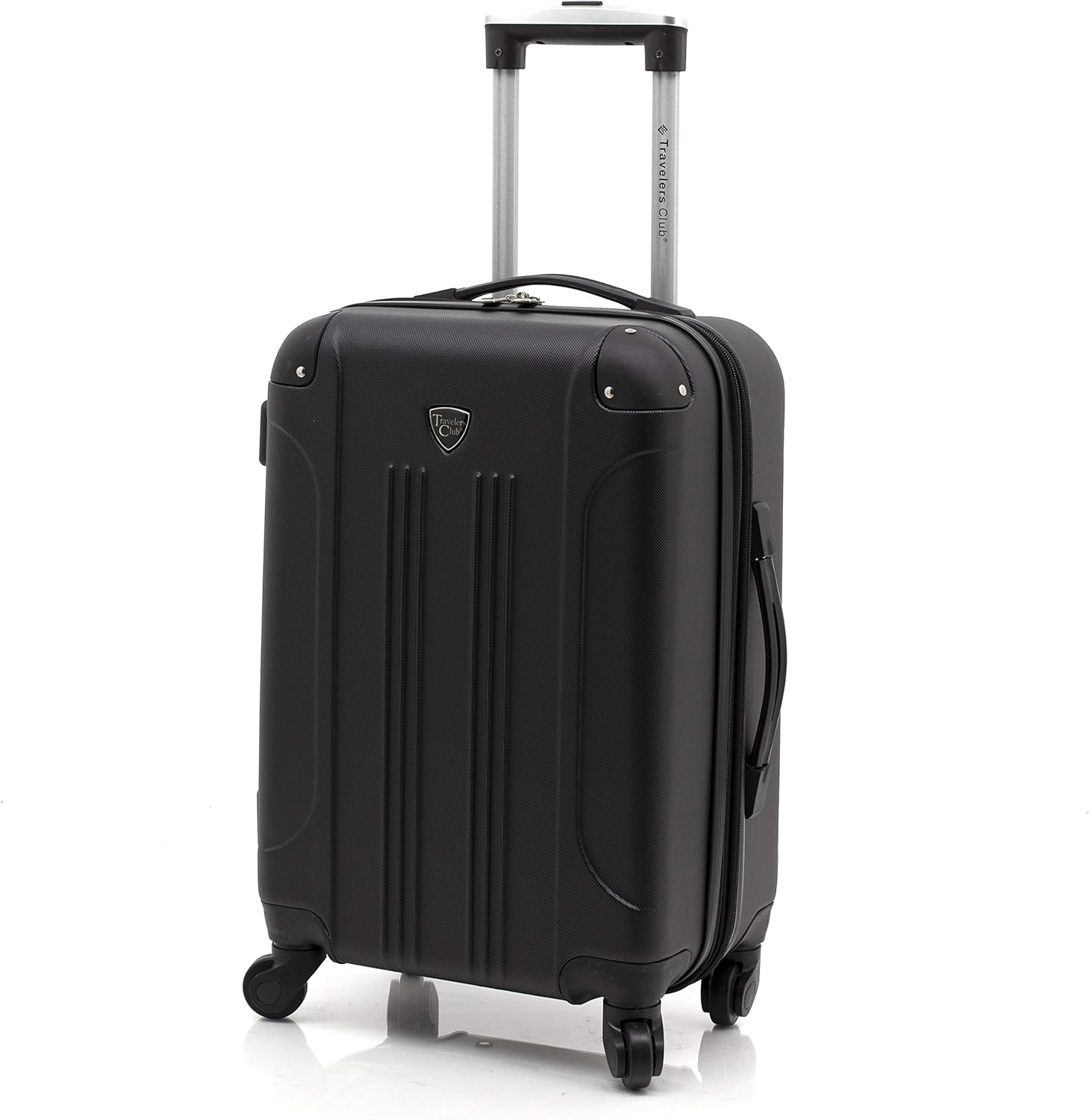 review Travelers Club Chicago Hardside Expandable Spinner Luggage, Black, 3-Piece Set (20/24/28)