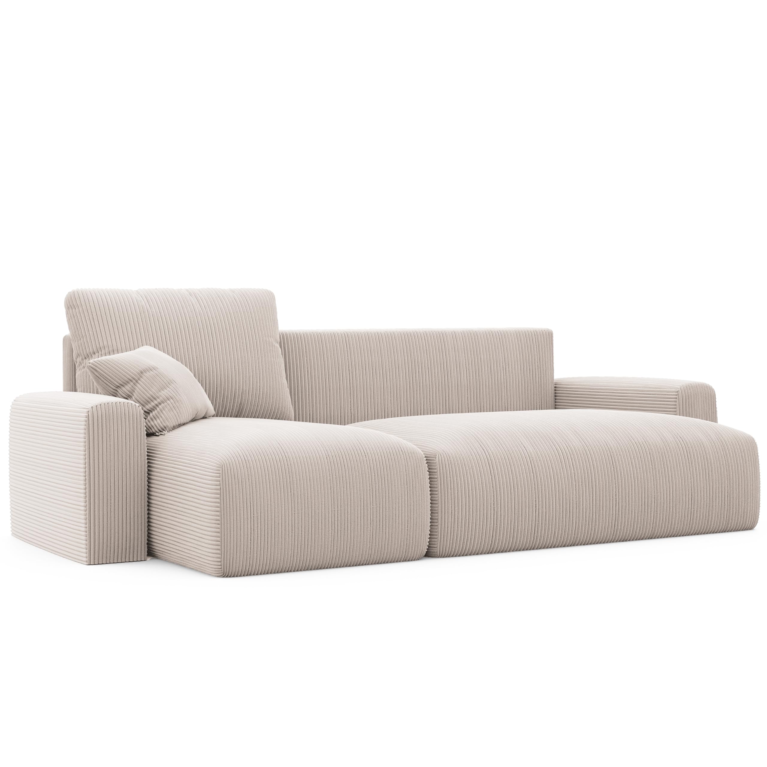 244x106 Ecksofa mit Schlaffunktion (200x125) Cord Ecksofa 3 Sitzer mit Bettkasten - Wohnzimmer Eckcouch