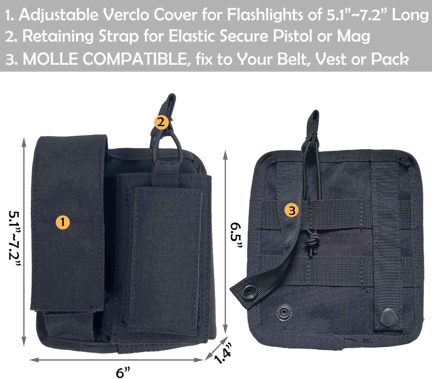 Tactical Seat Covers Car Seat Pistol Holster Molle Panel with Zipper Pocket Holster for Concealed Carry Glock S&W LCP CZ 1911 fits Most Cars Trucks SUV Pickup