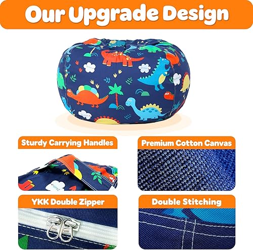 Miniatura 51 de Lukeight - Puf de almacenamiento de animales de peluche para niños, con cremallera para organizar habitaciones de niños pequeños y niños (terciopelo