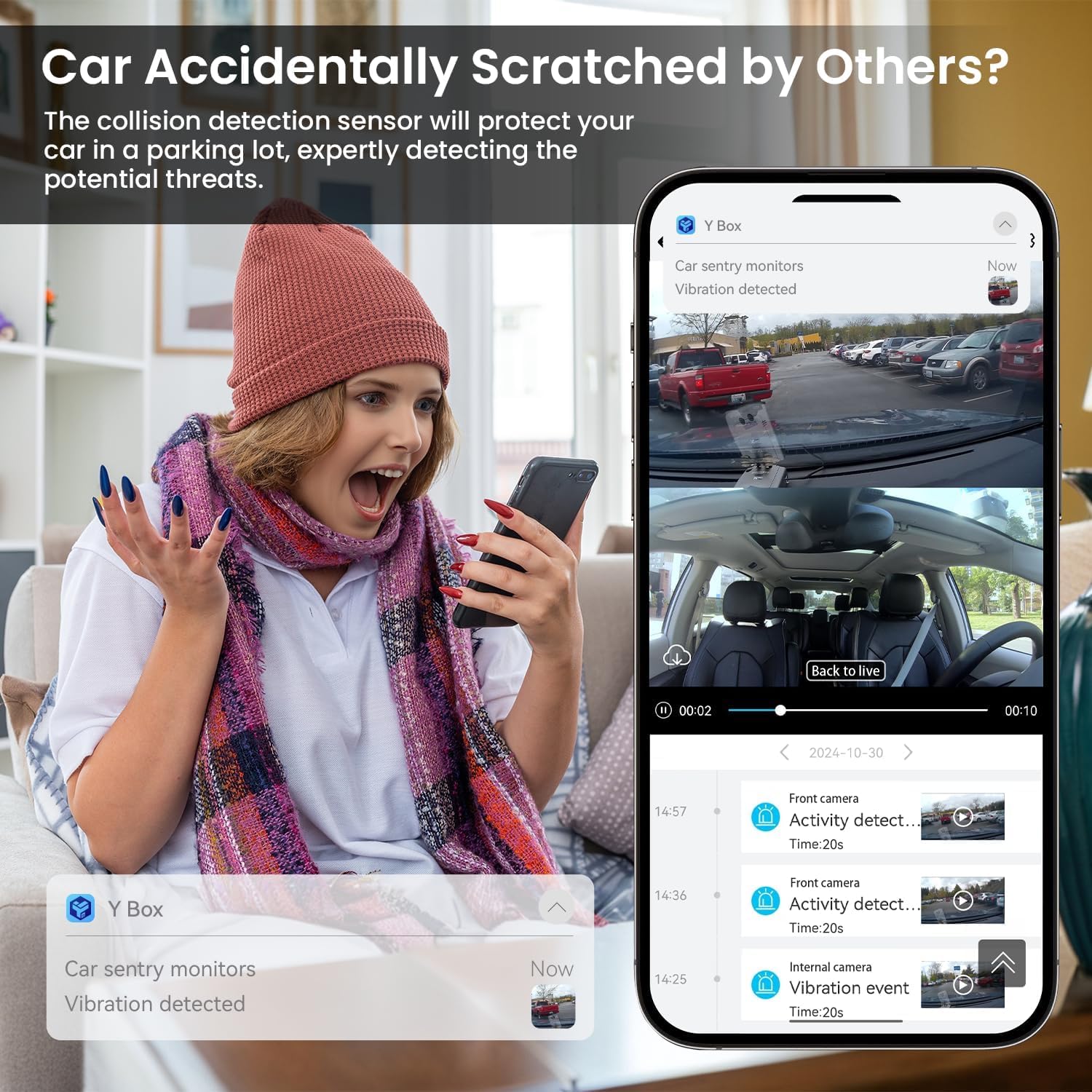 IIWEY Dash Cam LTE 4G Live FHD Autokamera Vorne und Innen, Echtzeit-Alarm & Live-Ansicht via App, Cloud-Speicher, 4 IR-LEDs Nachtsicht, Bildschirmlos, 24/7 Parkmodus Anti-Diebstahl, GPS, Inklusive OBD