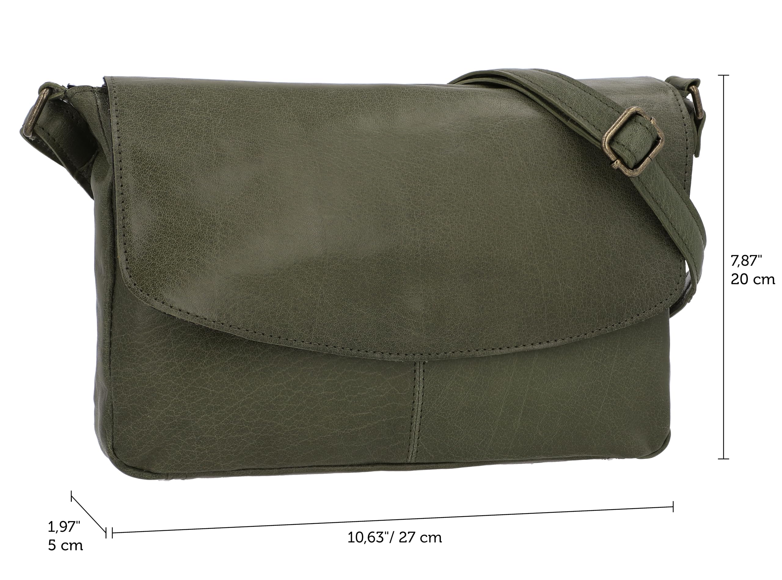 Gusti Leder Maisie - Borsa a tracolla da donna in vera pelle, stile vintage, con cerniera e tracolla
