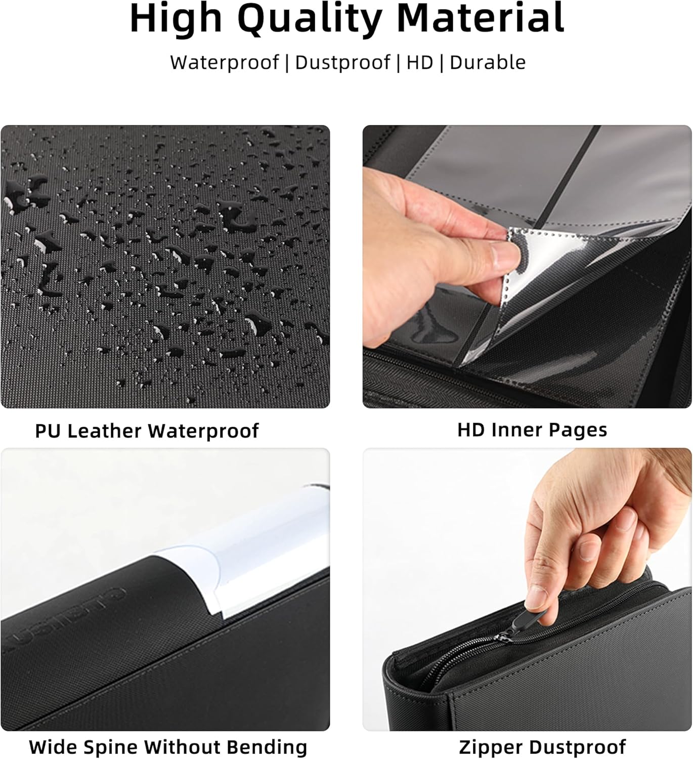 Top Loader Binder, 128 Cards, 4 Pocket Zipper Binder for 3" x 4" Top Loader, Ringless Side-Loading Pages, Collectible Sports & Trading Card Album