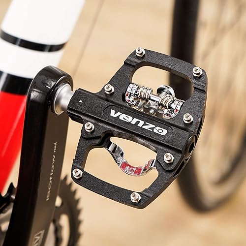 Miniatura 6 de Venzo Pedales sin clip sellados para bicicleta de montaña Shimano SPD - Plataforma dual multiusos - Ideal para turismo, carretera, senderismo -