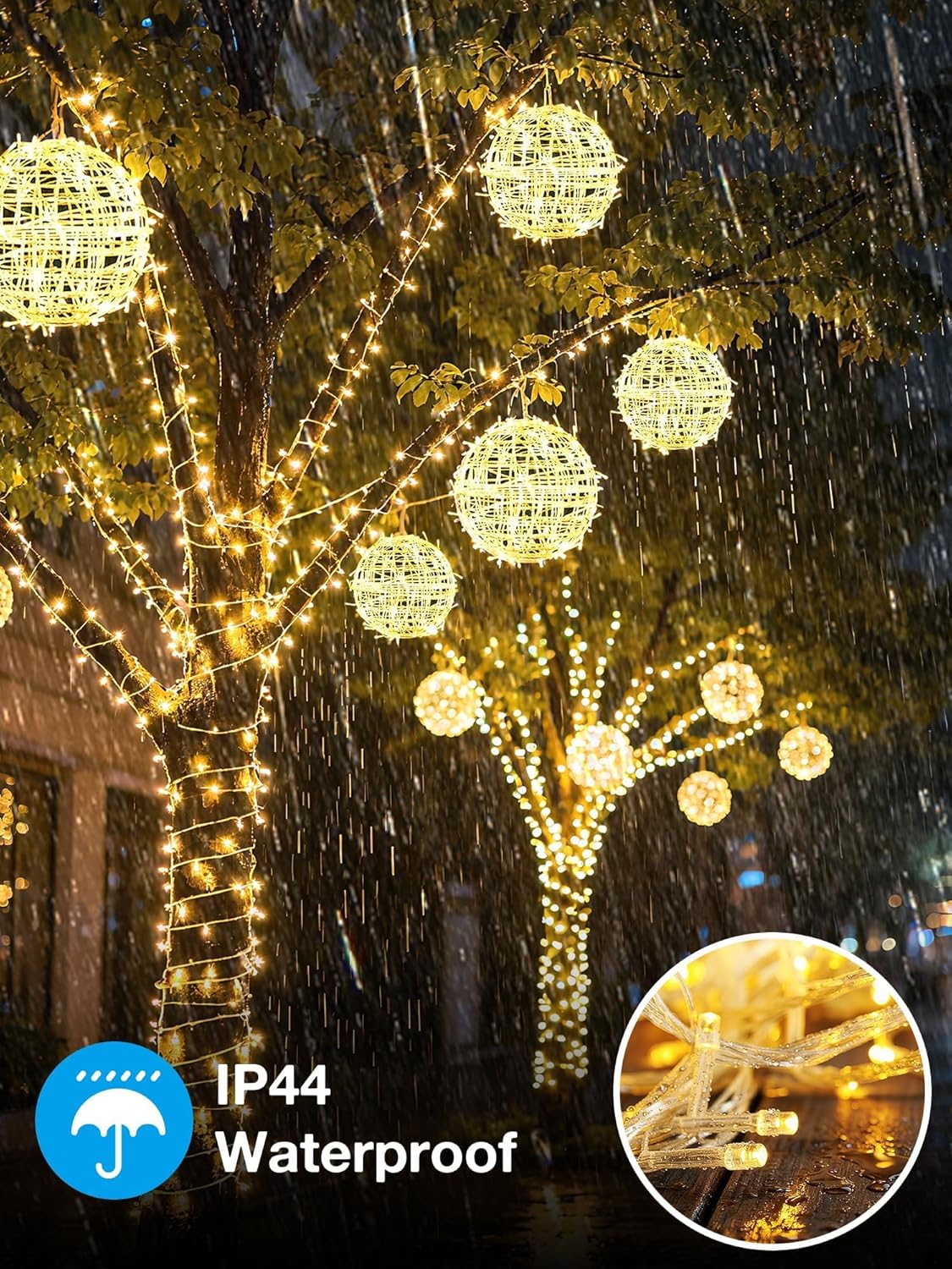 4 Pack 11.81" Christmas Light Balls Outdoor with Remote & Timer, Color Changing Hanging Sphere Xmas Lights, 11 Modes Dimmable Globe Lights with Plug for Outside Trees Yard Patio Indoor Decor - Image 4