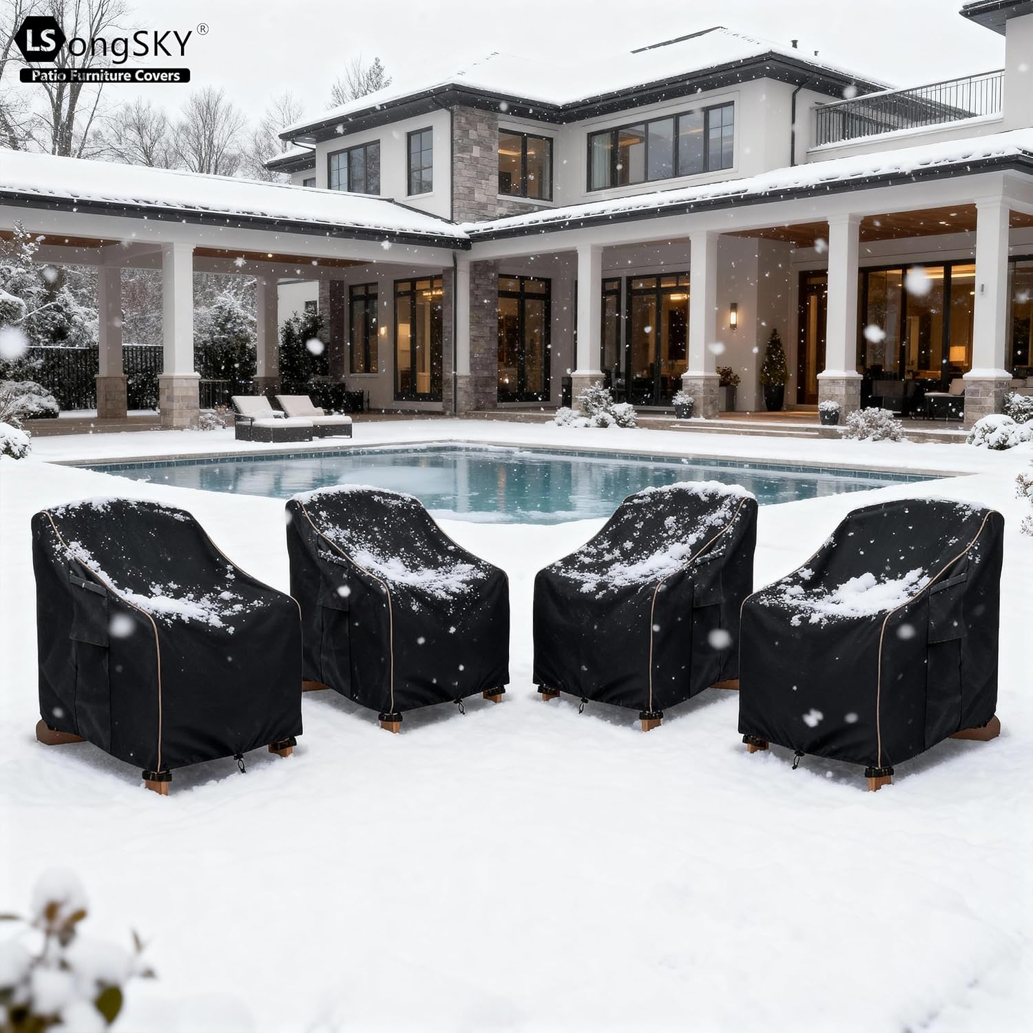 Patio Adirondack Chair Cover 2 Pack,Waterproof Heavy Duty Outdoor Chair Covers,Patio Adirondack Chair Cover for Outdoor Chair,(30W x 34 D x 36 H inches),Black - Image 8