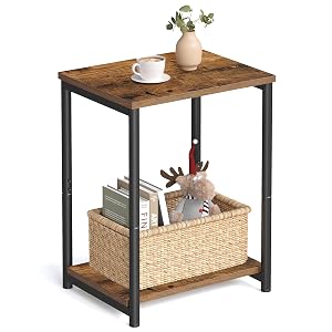 VASAGLE Side Table Small End Table Nightstand for Living Room Bedroom Office Bathroom Rustic Brown and Black ULET271B01