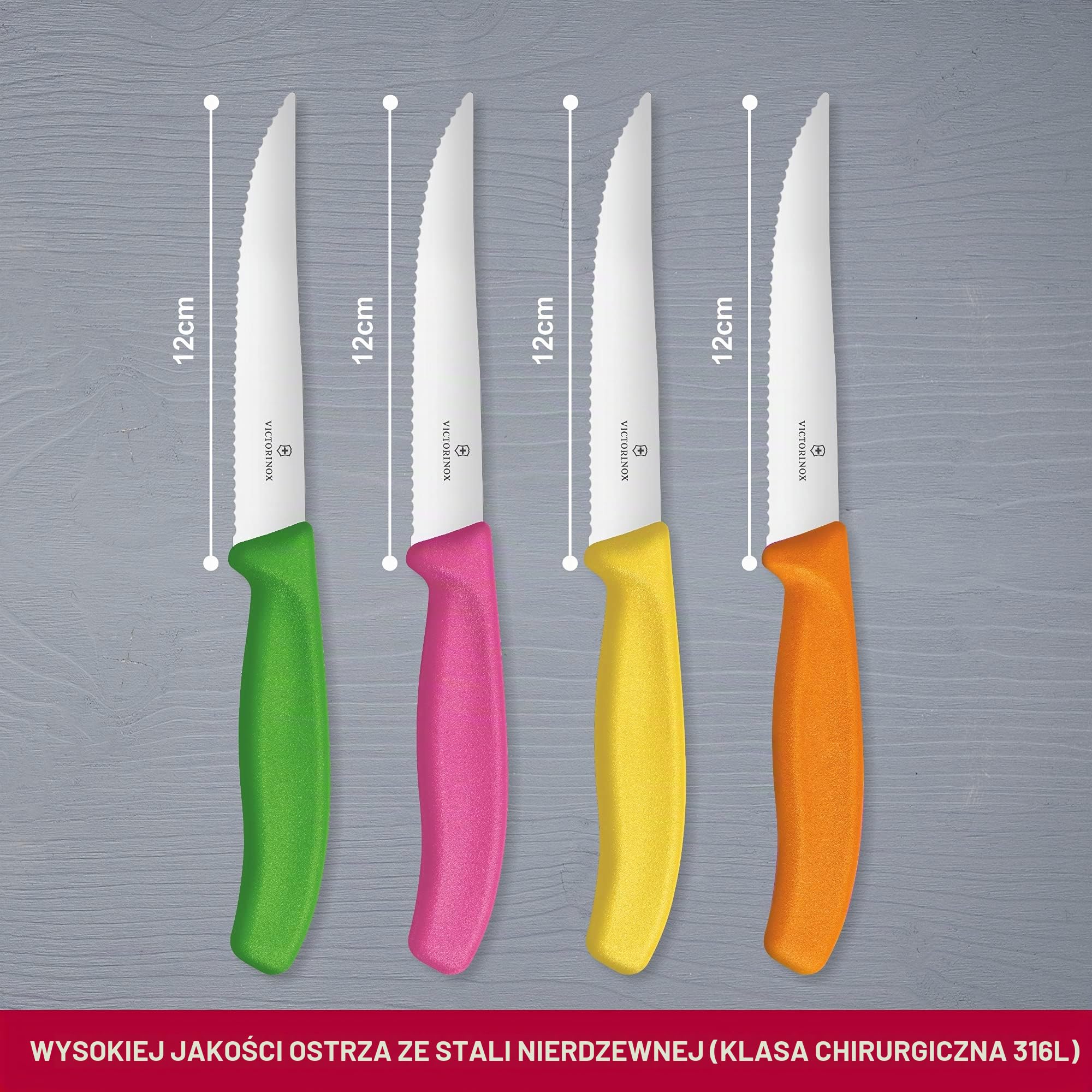 Victorinox, 6.7126.4, Storage + Cutting Boards, Steak- und Pizzamesser-Block, Extra scharfe Klinge, robuster Kunststoff-Griff, Schwarz, Made in Switzerland, Spülmaschinengeeignet
