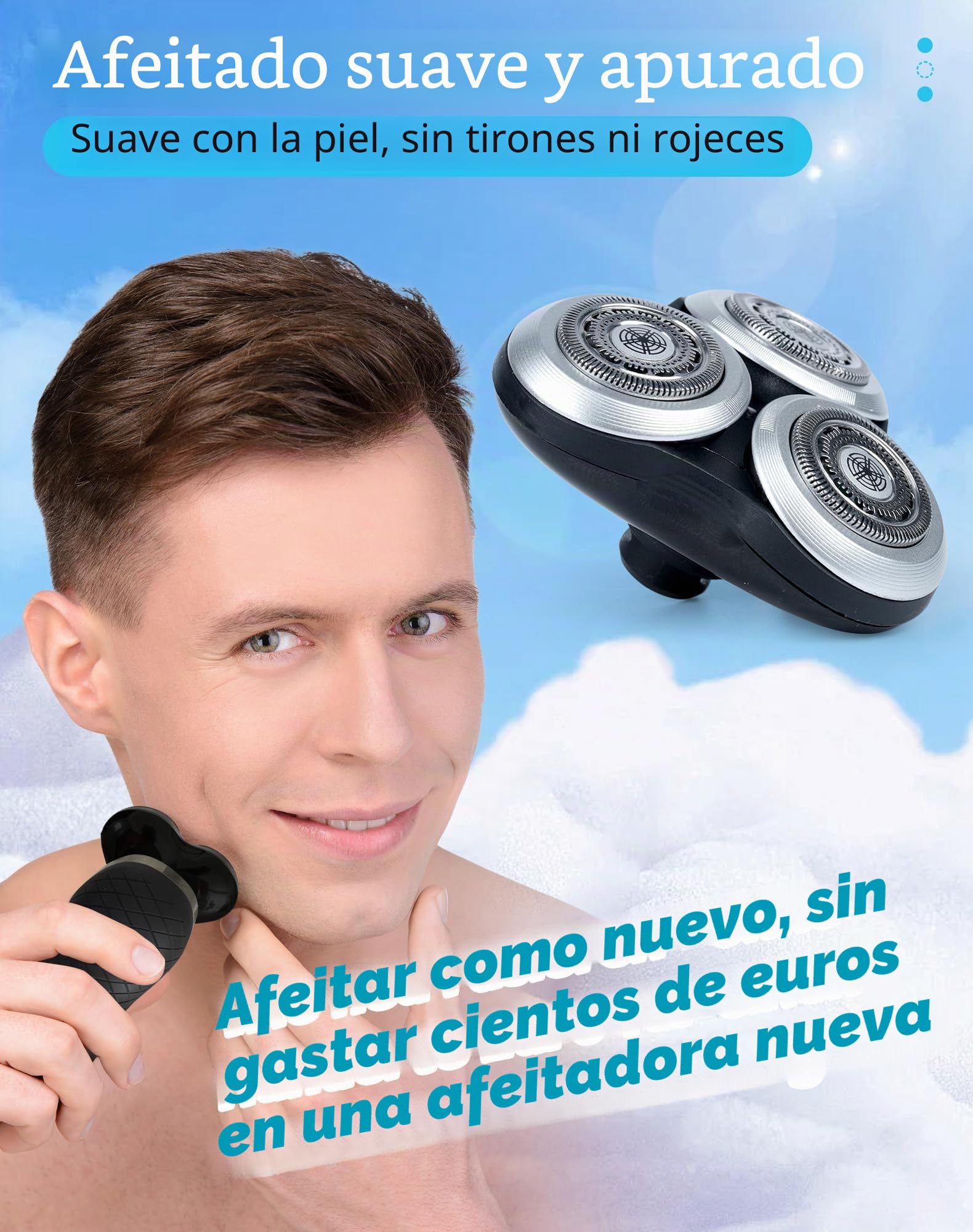 Cabezal de afeitar compatible con Philips Series 9000 (S9000 S9911 S9731 S9711 S9511 S9511 S9522 S9111 S9031 S9988), cabezal de repuesto con cabezal de afeitar base, precisión