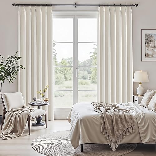 Miniatura 7 de UHITECH Cortinas opacas de lino de 54 pulgadas de largo para sala de estar, paneles de ventana pequeños, cortinas opacas plisadas térmicas