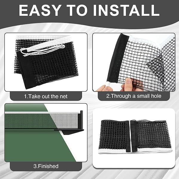 Filet de Ping Pong pour table 180x14cm, Filet de Tennis de Table Portable et Remplacement Taille Standard - Universel pour Intérieur & Extérieur, Noir - 5