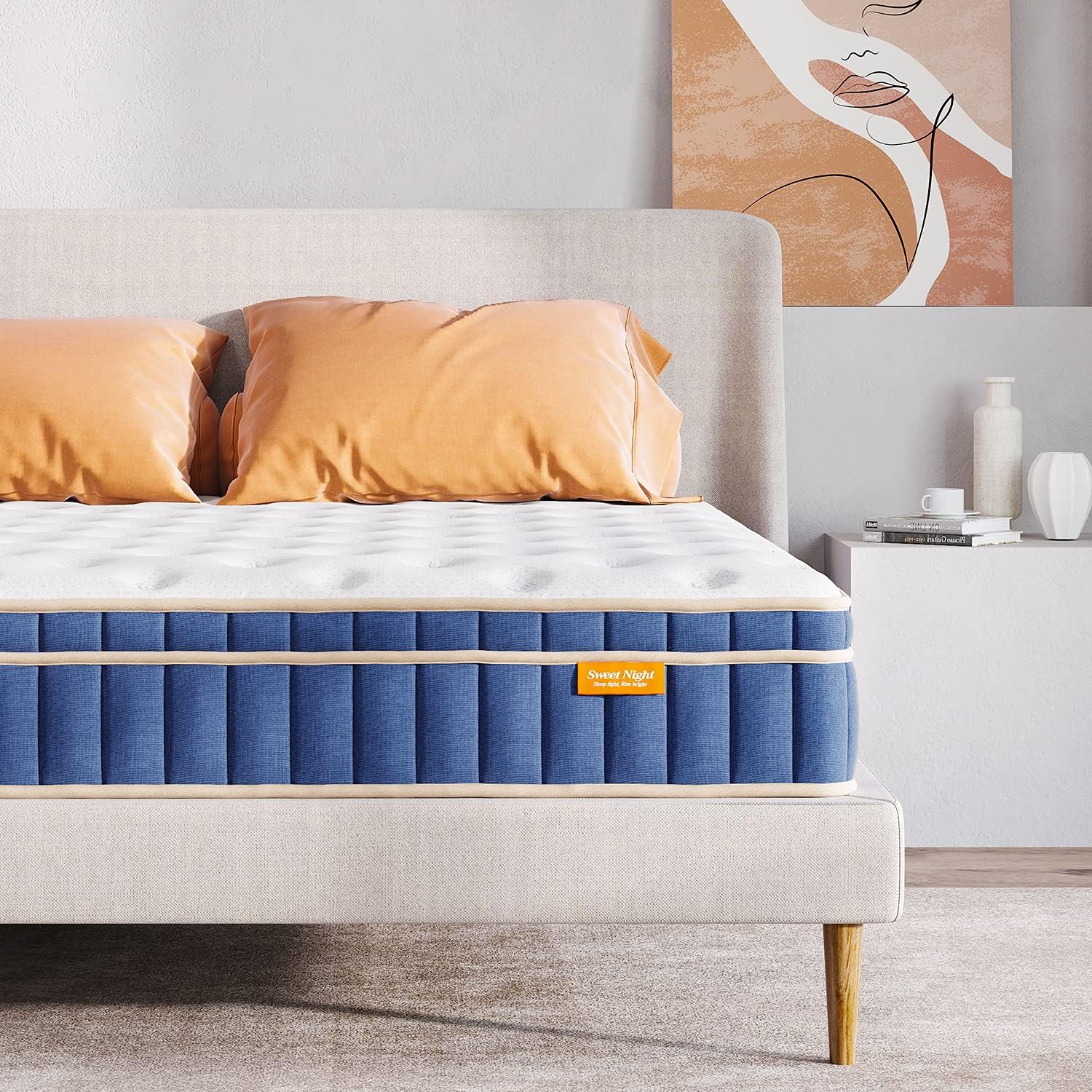 Sweetnight Queen Mattress, 8" Queen Size Hybrid Mattress with Gel Memory Foam & Individually Pocket Springs