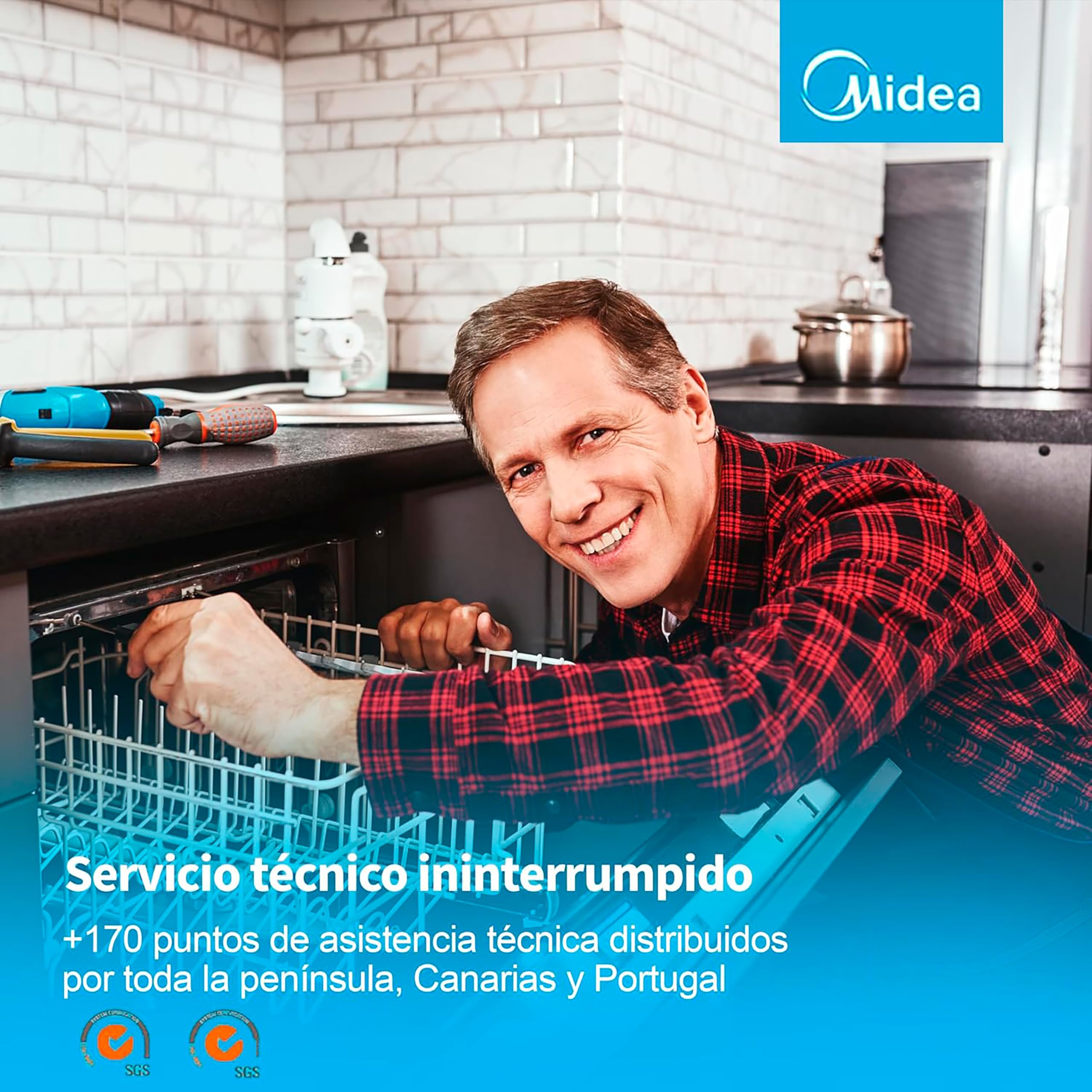 Midea Lavavajillas 60 cm+++ Blanco para 12 servicios - Lavaplatos libre instalación - Compacto con 4 Programas de Lavado integrable - Filtro Antibacterias y Programación Horaria Nuevo Modelo — view 6