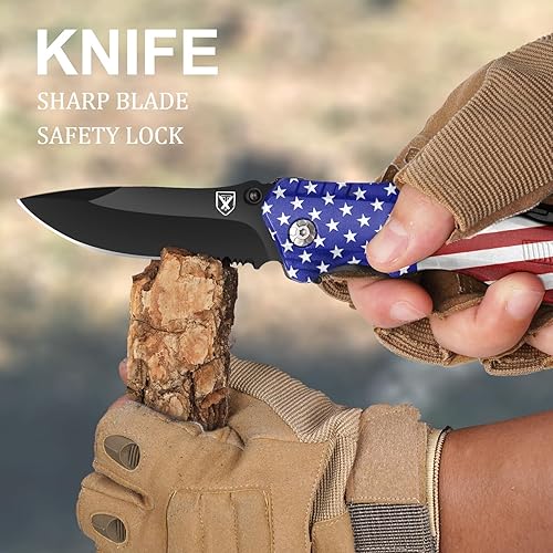 Miniatura 3 de Navaja de bolsillo multiherramienta con bandera estadounidense, cuchillo plegable de la bandera de EE. UU., regalos para hombres, papá, él, regalos