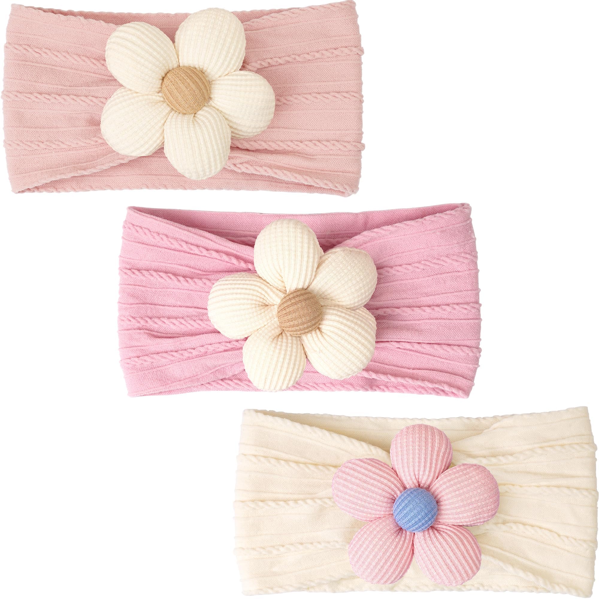 Baby Girl Hair Bands 0-6 Months | Soft Stretch Headbands for Newborn Infant Essentials (Pink Purple, Blush Pink, Floral Mix)​​