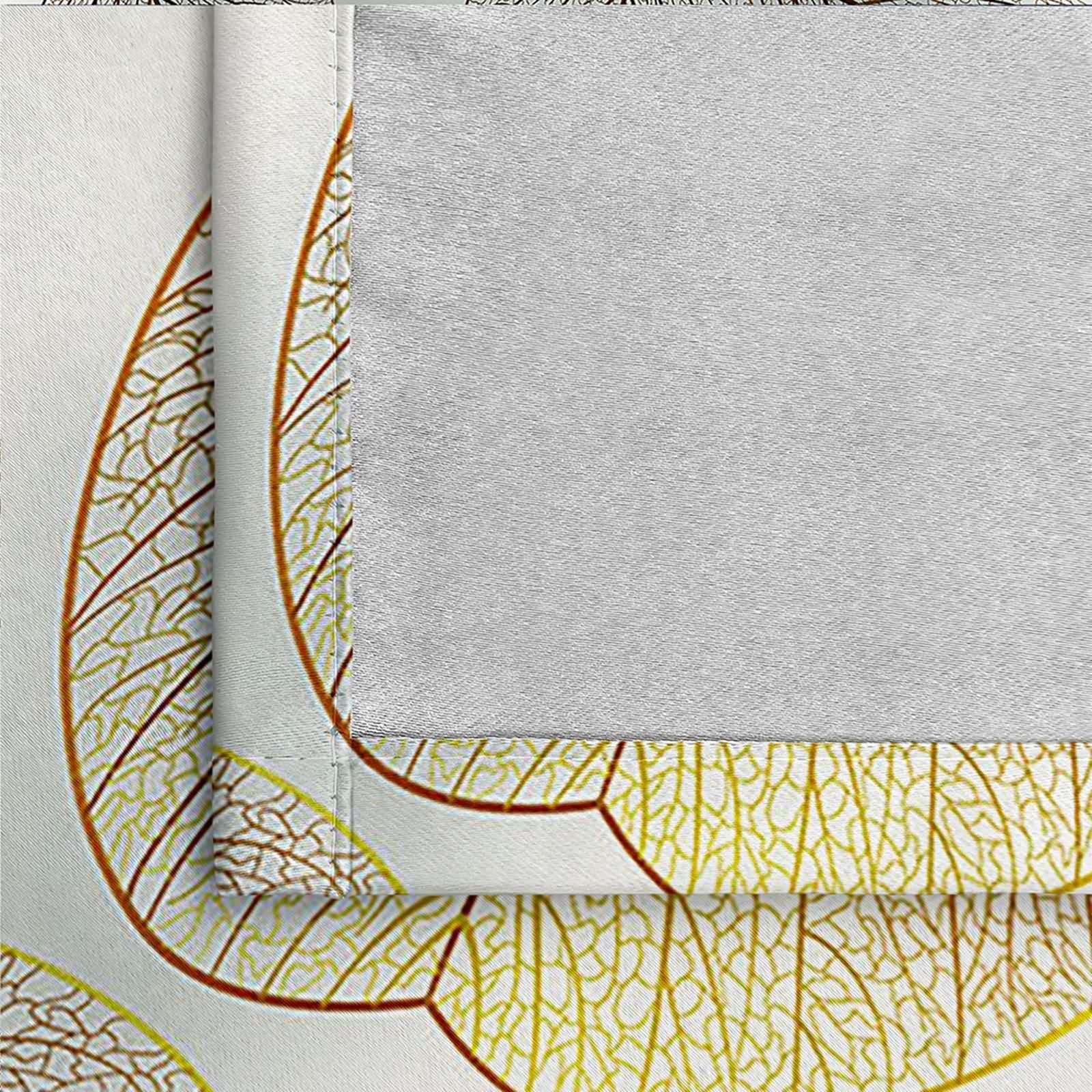 Voilage Fenetre, Rideau Mariage Or Polyester Motif de Feuille Décoration 137L x 229H CM Lot de 2