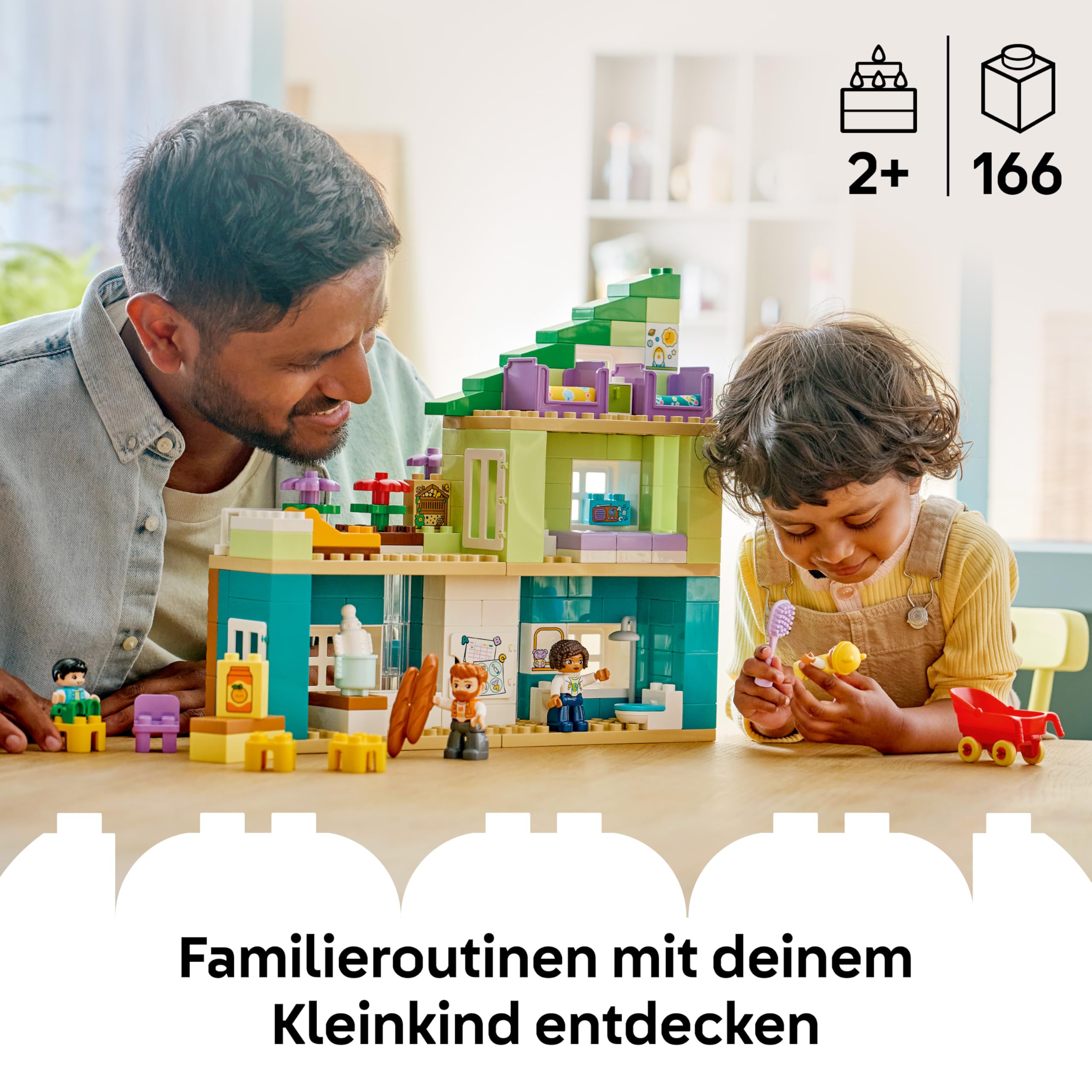 LEGO DUPLO 3-in-1 Modernes Familienhaus mit Figuren - Kleinkinder Lernspielzeug für Feinmotorik - Montessori Spielzeug mit Puppenhaus Zubehör - Geschenk für Mädchen und Jungen ab 2 Jahren - 10470