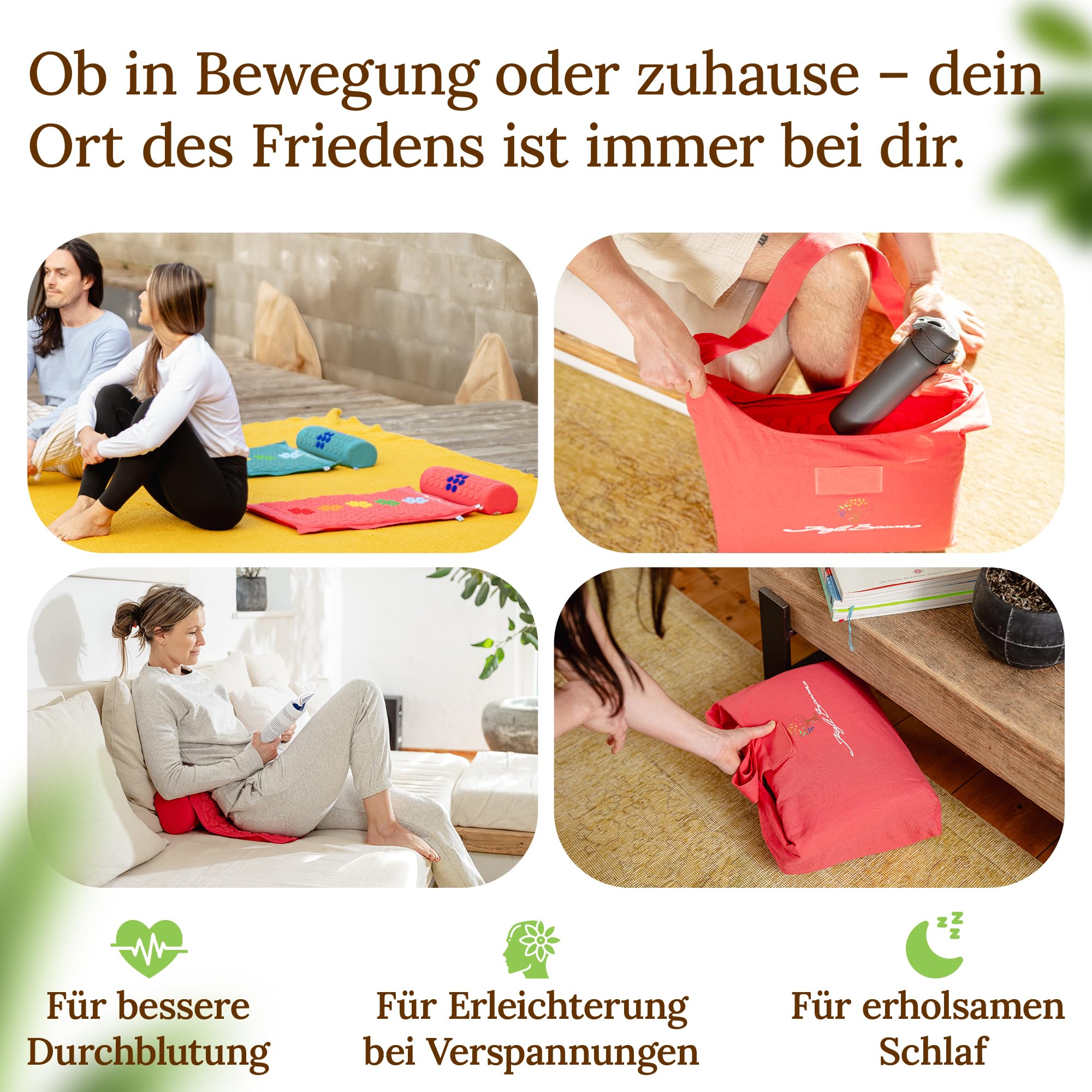 Akupressurmatte | mit VitaSpike™ Technologie | Set mit Kissen & Tasche | Rücken, Nacken & Stressabbau | Baumwolle & Kokosfaser | Nadelmatte Fakirmatte Rückenschmerzen