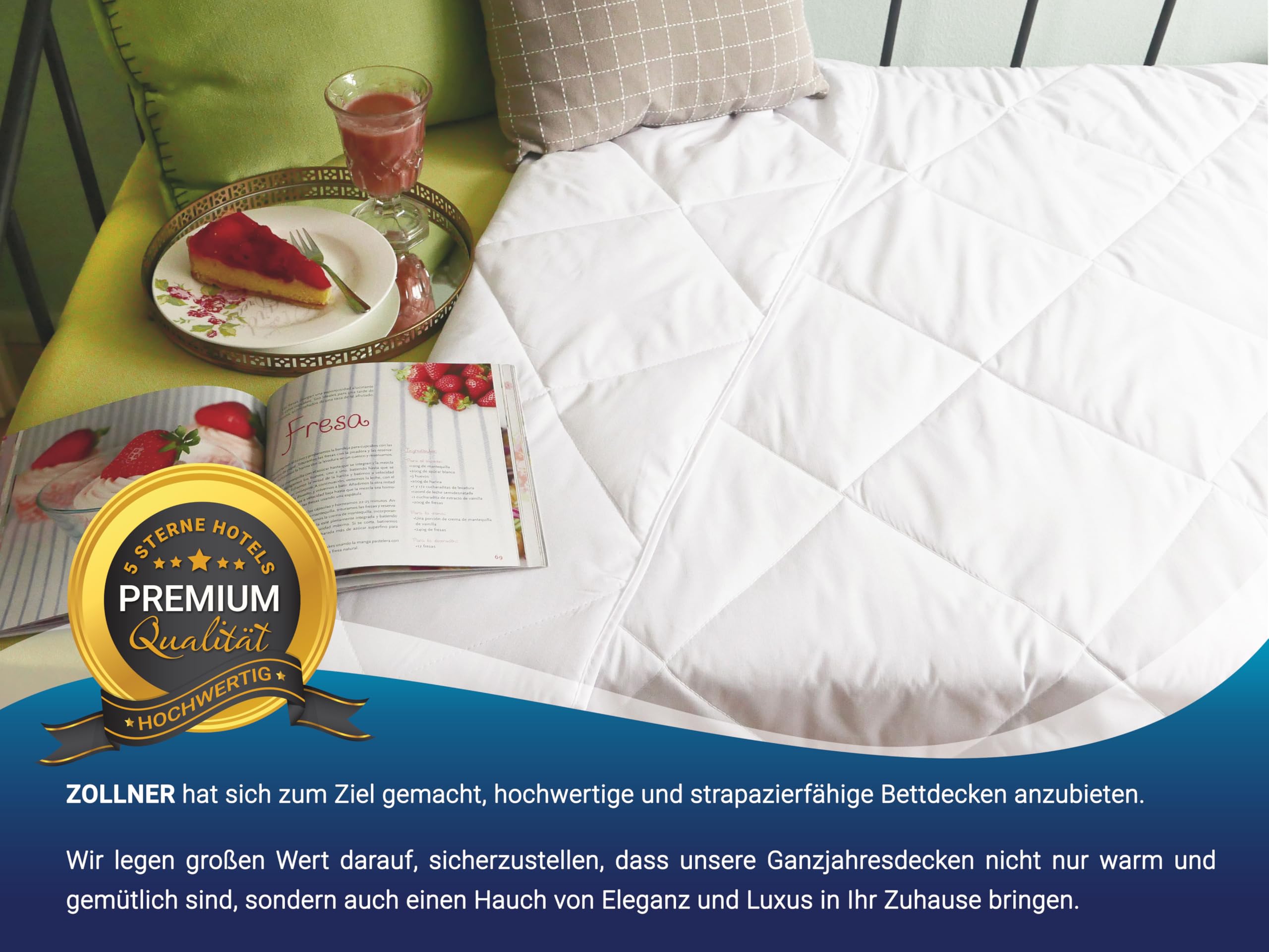ZOLLNER 5er Set Sommerbettdecke in 135x200 cm – Ultra leichte Einziehdecke - Wärmeklasse 2 - mit Rautensteppung - Füllung aus Polyester - waschbar bis 95°C - Hotelqualität - Oeko Tex® Zertifiziert