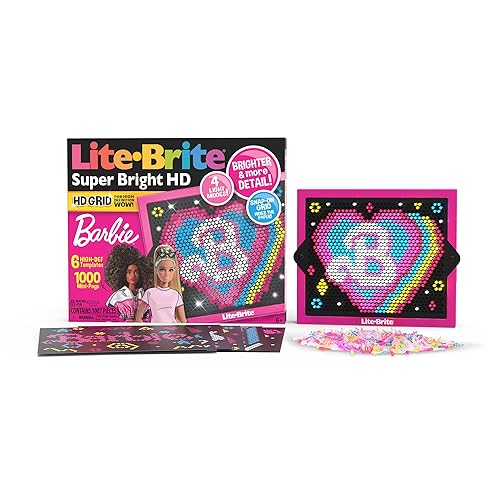 Lite Brite Super Bright HD, Barbie Edition - Creative Retro Light-Up Screen – Educational Play for Children, Enhances Creativity, Gift for Girls and Boys Ages 6+