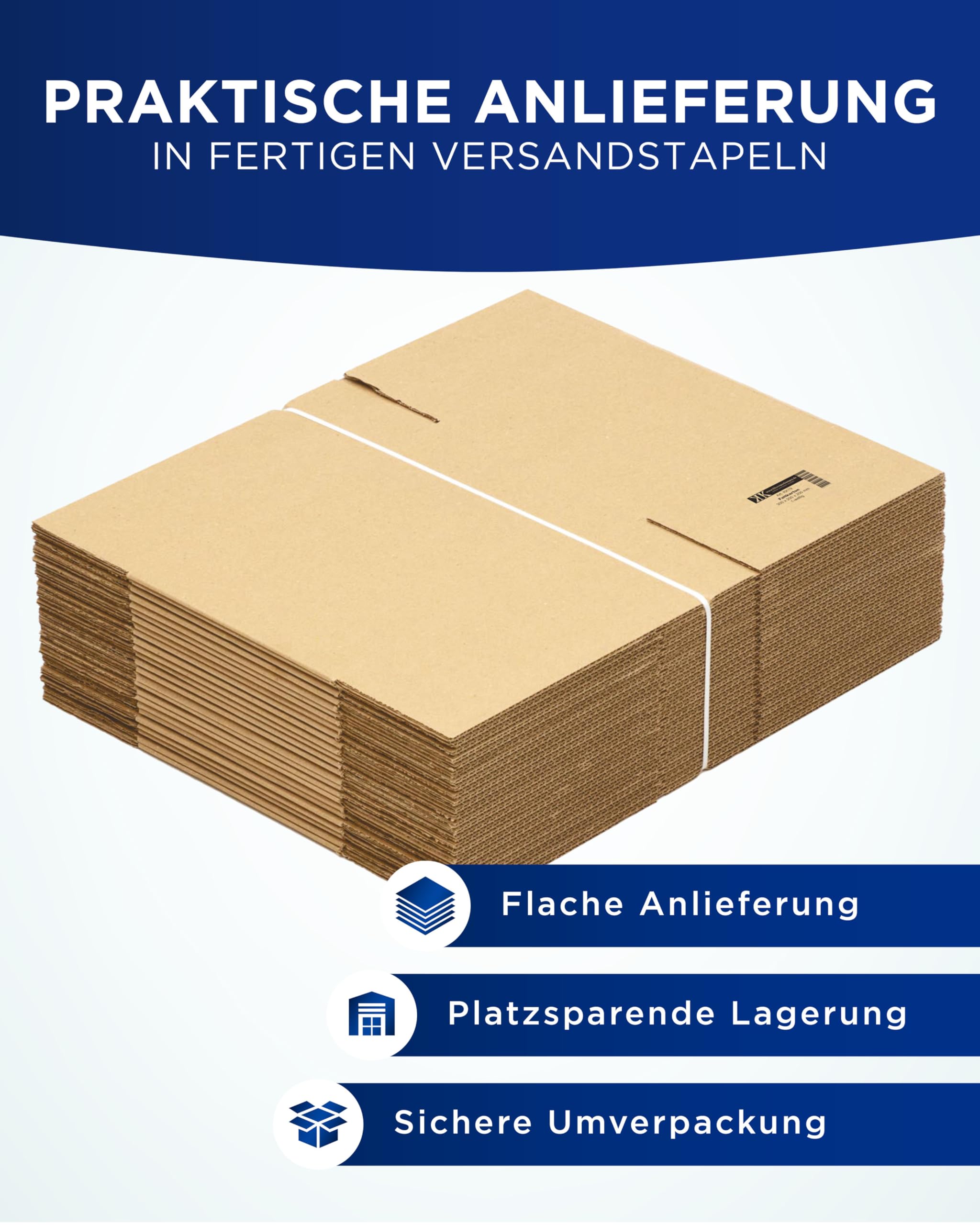 KK Verpackungen Versandkartons 300 x 200 x 200 mm Braun 1-wellig (Außenmaß 306 x 206 x 210 mm) | 150 Stück, Faltkartons Kartons geeignet für Versand als DHL Paket DPD Hermes GLS Paketklasse S (KK19)