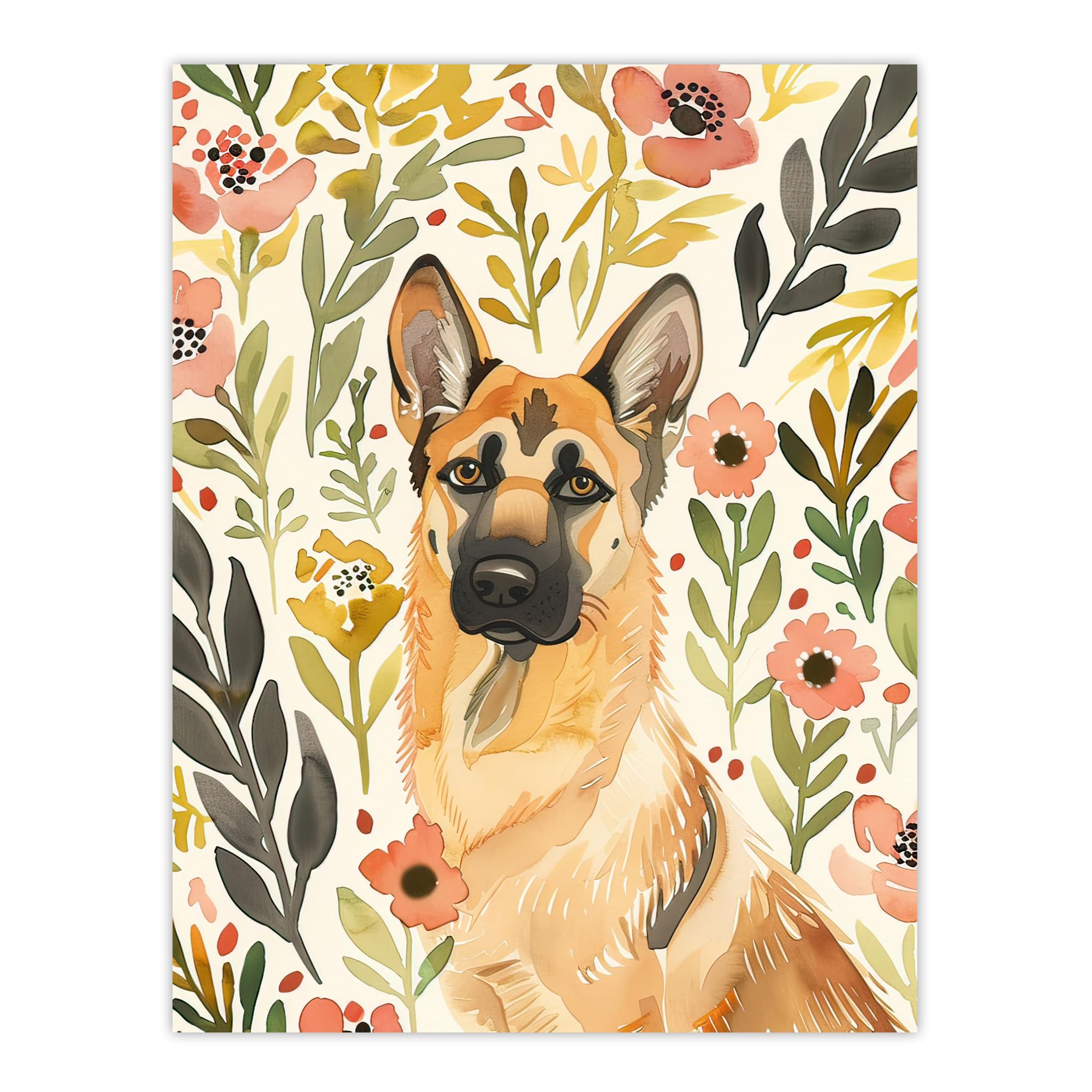 Artery8 Dog Lover German Shepherd in Wildflower Field Living Room Extra Large XL Wall Art Poster Print