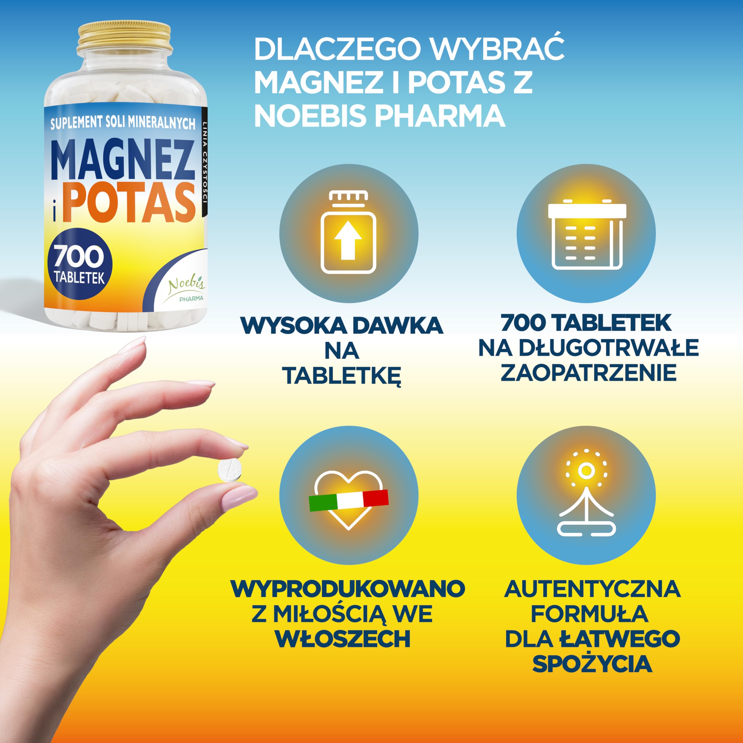 Magnez i potas 1400 tabletek – cytrynian magnezu i cytrynian potasu – przeciw zmęczeniu i osłabieniu fizycznemu, upałowi, wysoce przyswajalne sole mineralne – długotrwałe działanie