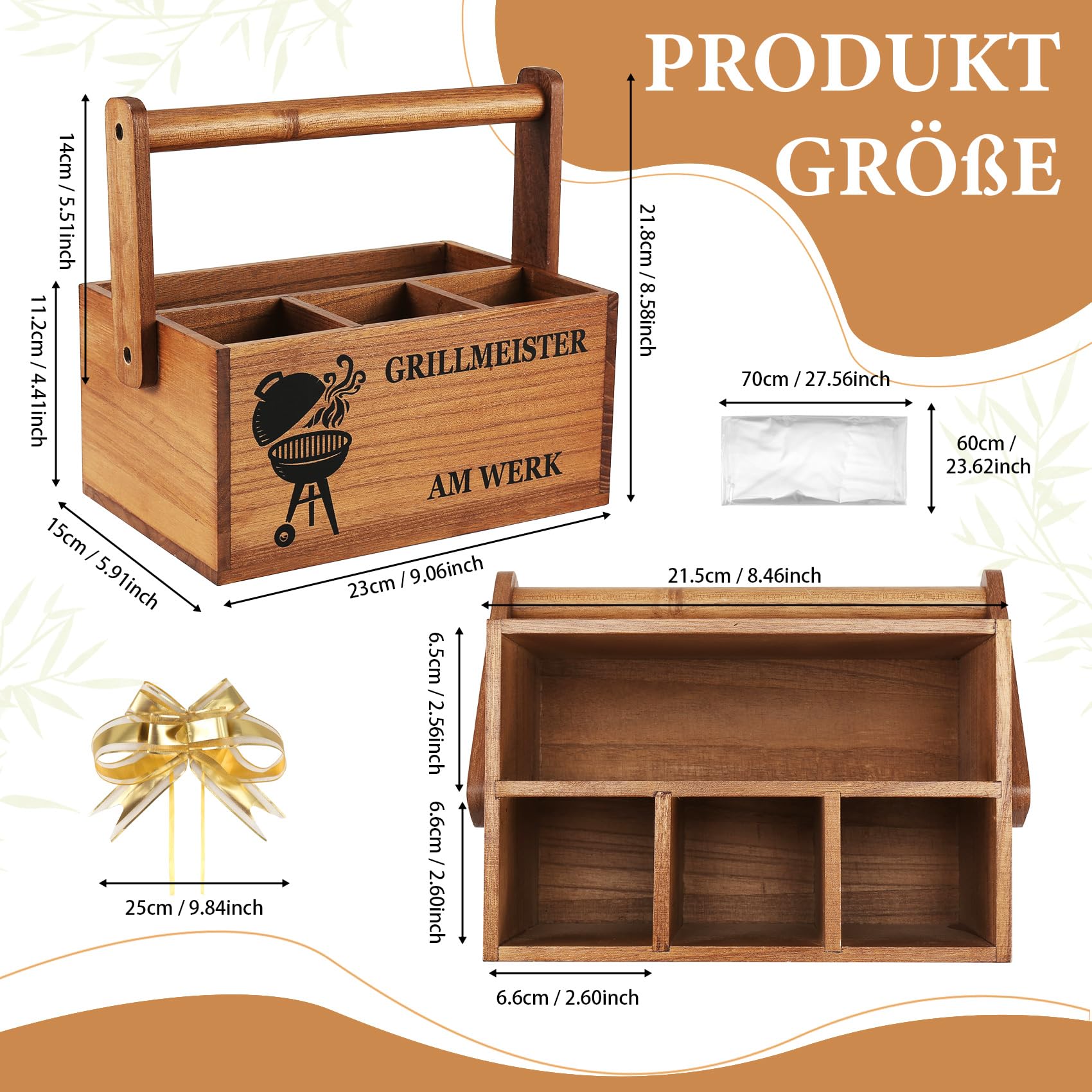 Nagoyuki Grillzubehör Männer Geschenk – Organizer/Tischbutler,Handgefertigte Aufbewahrungsbox aus Akazienholz , Perfektes Grill Zubehör für Männer