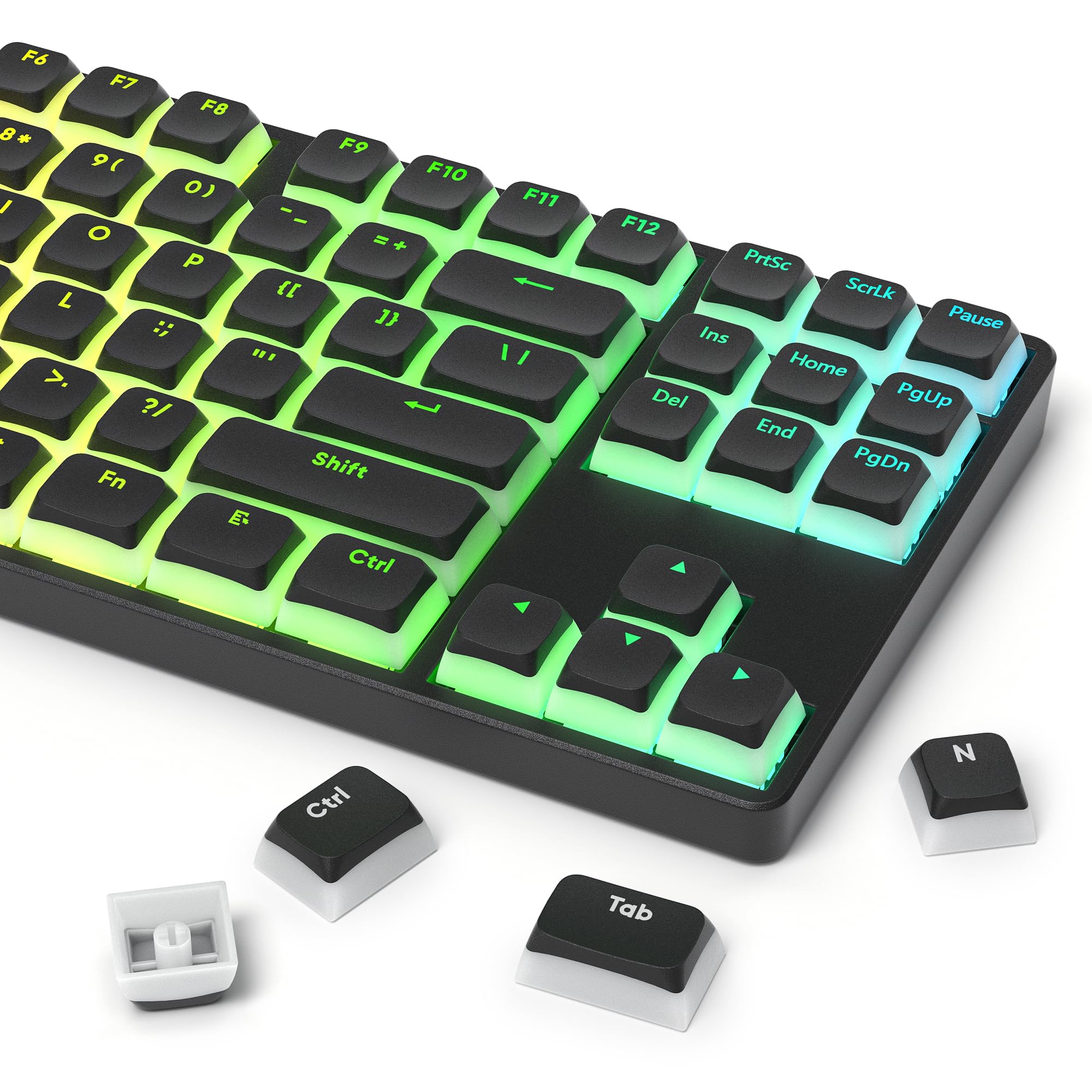 SOLIDEE Black Pudding - Tappi PBT Double Shot con strato traslucido, 117 tasti XDA Profile Keycaps, ISO&ANSI 61/68/84/87/104