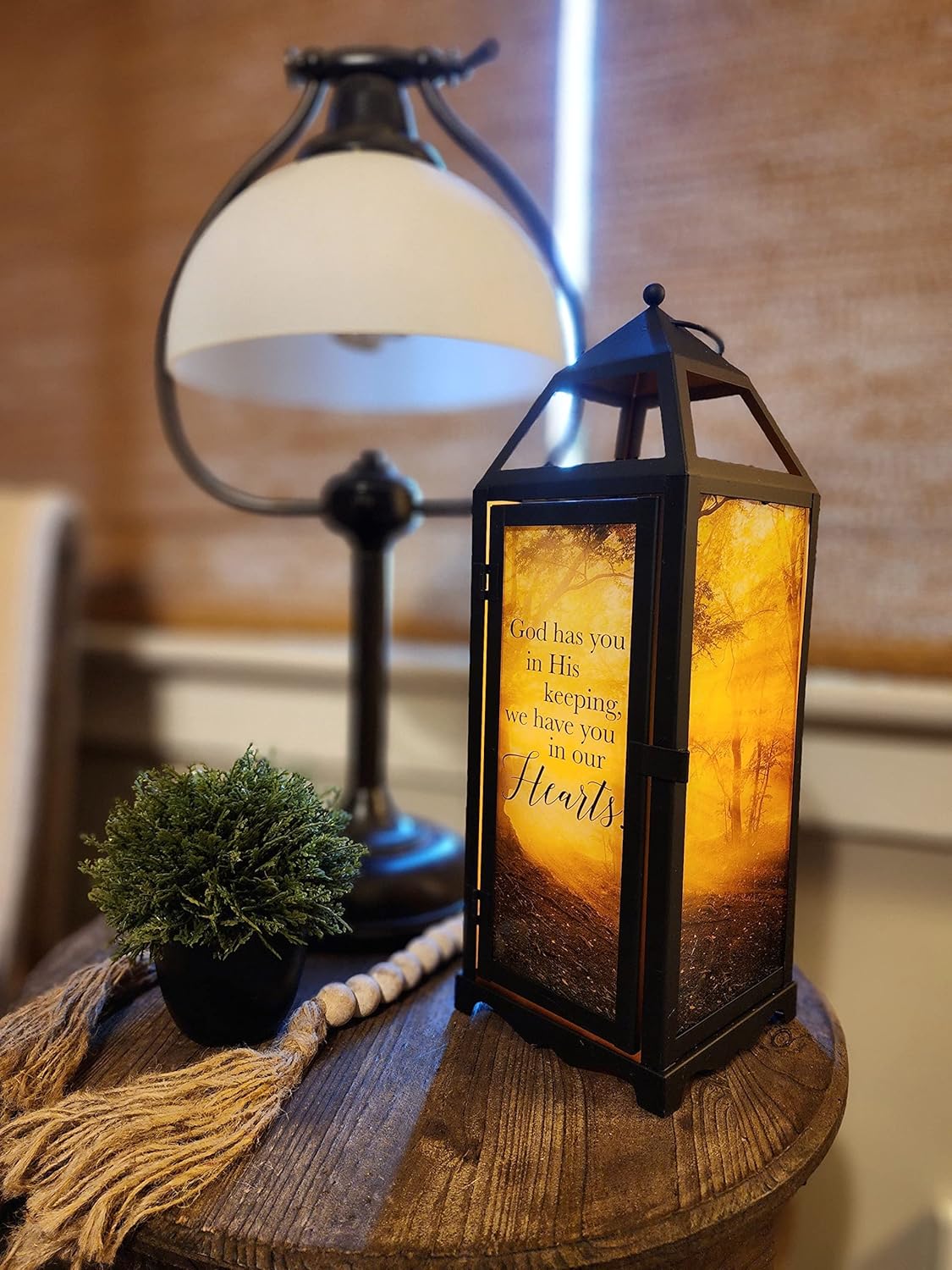 Carson Panoramic View Memorial Lantern with Flameless Candle - Sympathy Gift for Funeral - Loss of Loved One - Remembrance Lantern for Home Decor - Masculine Bereavement Gift (in His Keeping) - Image 3