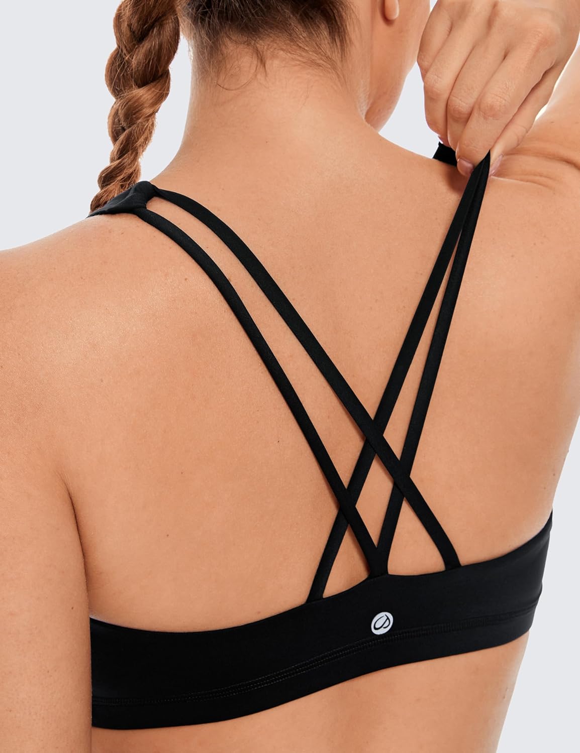 CRZ YOGA Women's Light Support Strappy Sports Bra - Low Cut Wirefree Padded Yoga Cami Criss Cross Back - Image 4