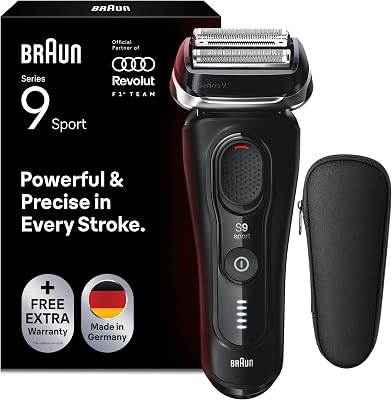 Braun Series 9 Sport Afeitadora Eléctrica Hombre, 9100si, Negro | Máquina de Afeitar Barba con Estuche de Viaje, Carga Ráp...
