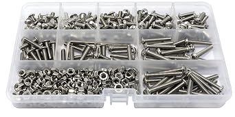 iexcell 450 Pcs M4 x 6/8/10/12/14/16/20/25/30 Stainless Steel 304 Hex Socket Button Head Cap Screws Bolts Nuts Assortment Kit