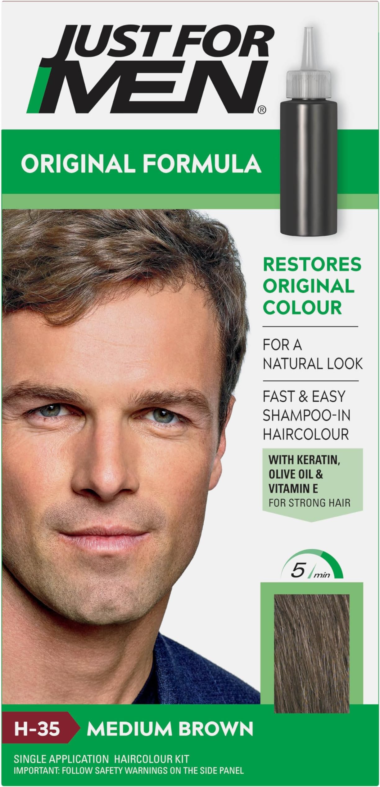 – Original Formula Medium Brown Hair Dye, Restores Original Colour for a Natural Look H35