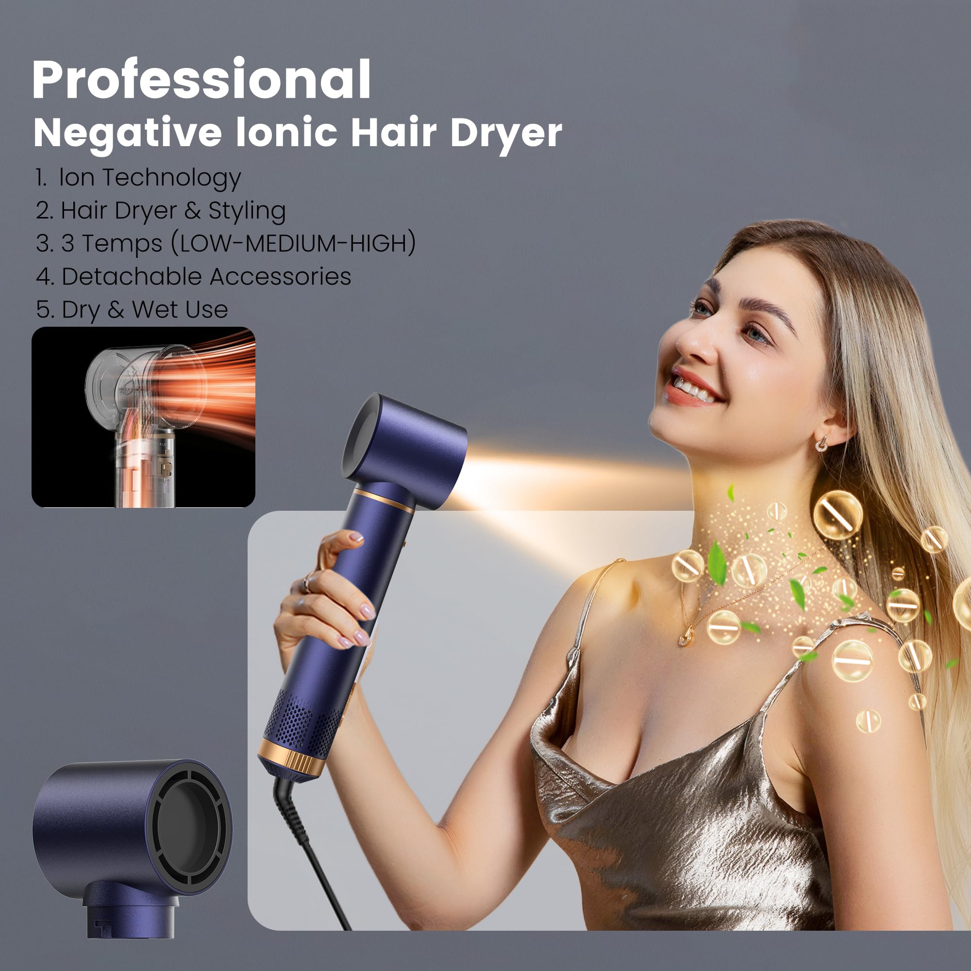 Air styler pro Secador 5 en 1 Moldeador de Pelo 5 Cabezales 3 Temperaturas