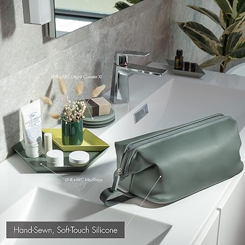 Miniatura 4 de LINE+ARC Kit Dopp de silicona fácil de limpiar (como se ve en glamour y GQ) apertura extra ancha antimanchas (bosque, 3.5 litros), juego de neceser