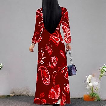 Womens Plus Size with Sleeves Fall Sexy V Neck Floral Holiday Maxi Dress  Casual Club Party Drop Waist Outfits Long Dresses at Amazon Women's  Clothing store