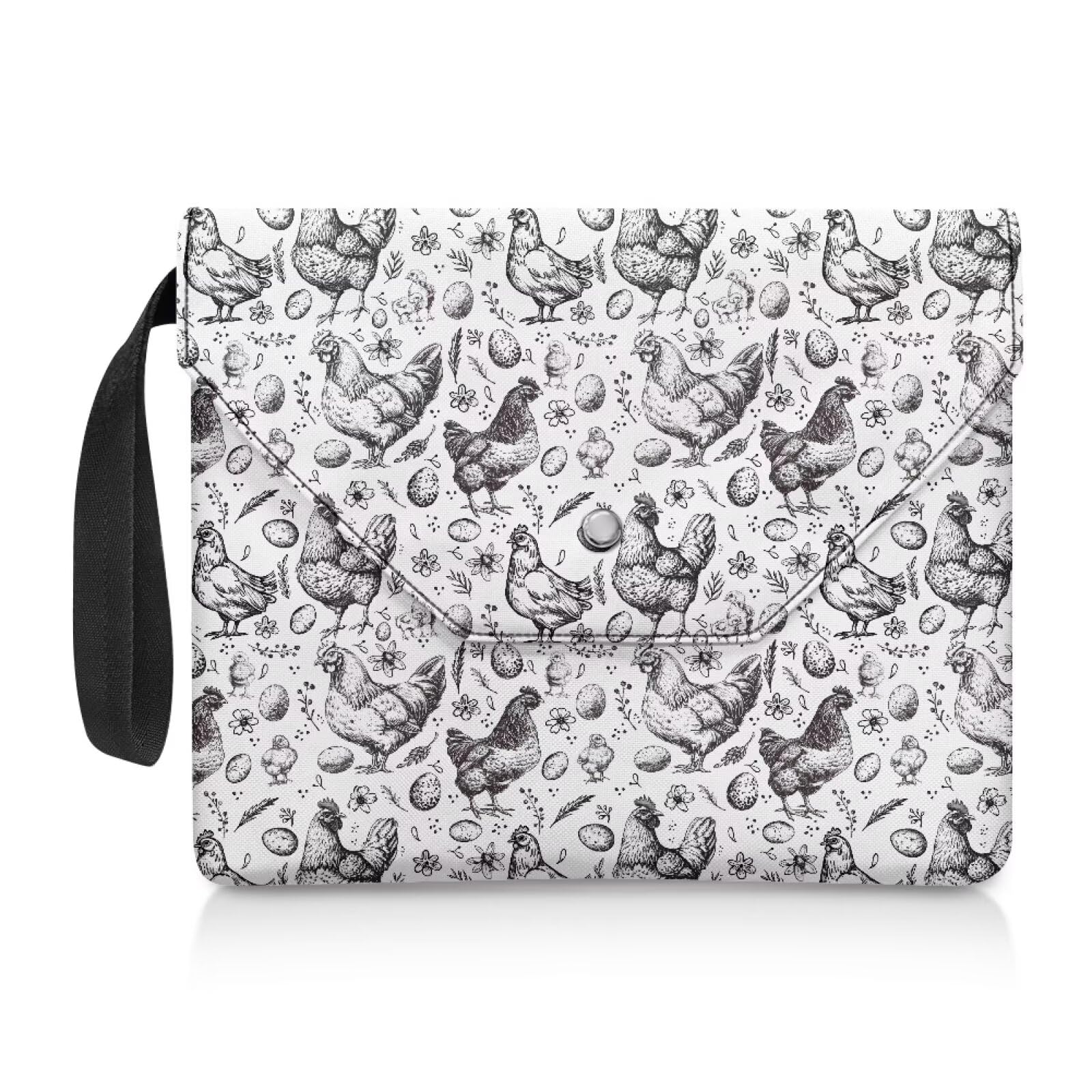 COEQINE Book Covers For Hardcover Portable Book Sleeves Case With Pocket Douable-Layter Book Pouch With Handles for Women Washable Book Accessories Book Lovers,Chicken Themes