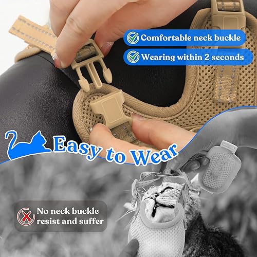 Miniatura 3 de Supet Arnés para gatos y correa para caminar a prueba de escape, arnés ajustable para gatos, arnés para gatos pequeños de fácil control para gatos